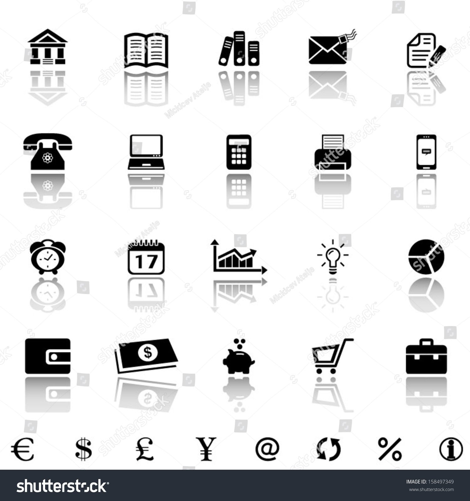 A Set Of Black Business Icons Stock Vector 158497349 : Shutterstock