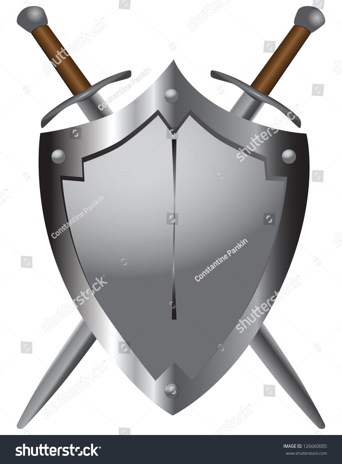 A Set Of Double-Edged Swords Medieval Shield. Vector Illustration ...