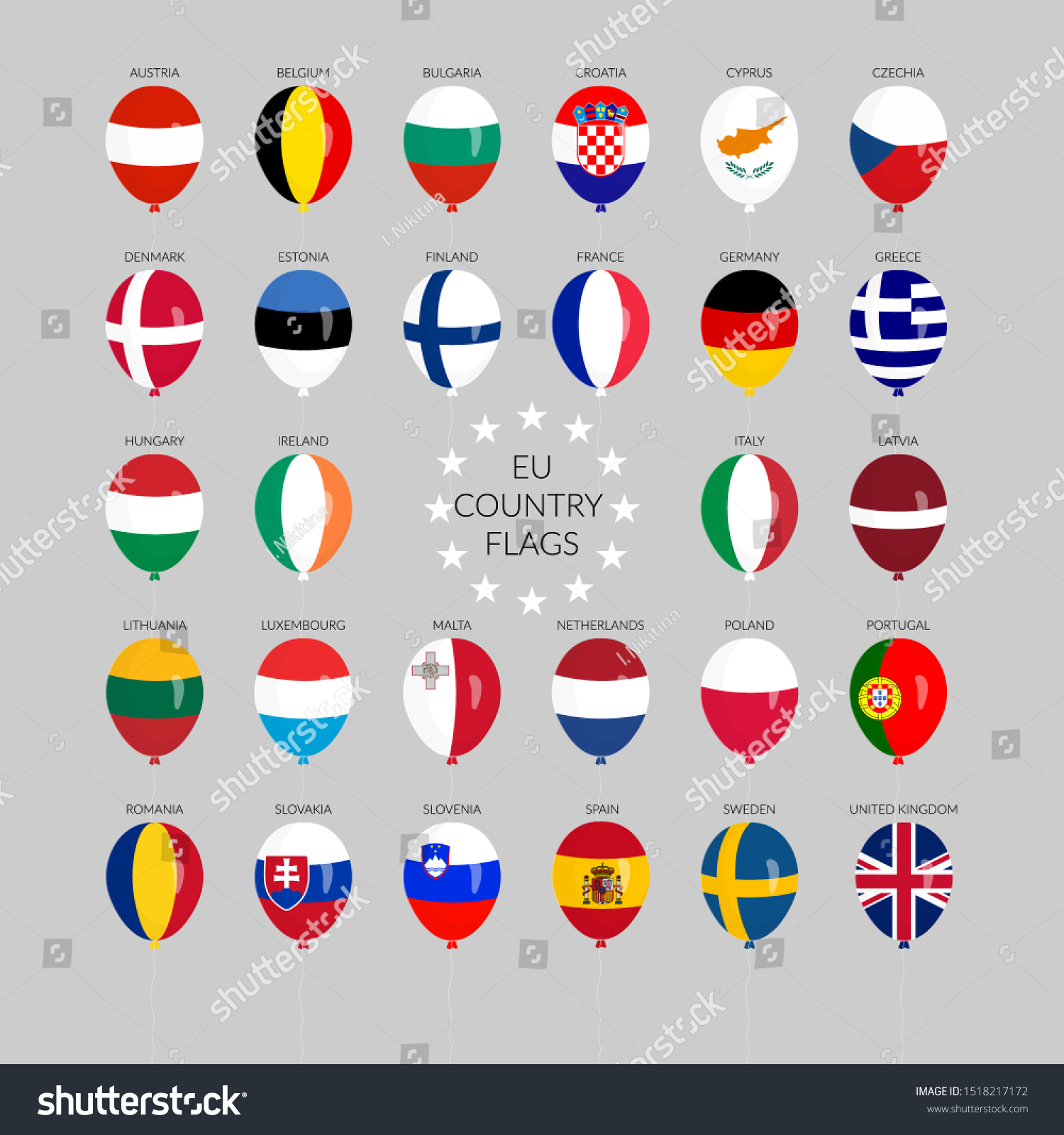 Set European Union Country Flags Illustrated Stock Vector Royalty Free