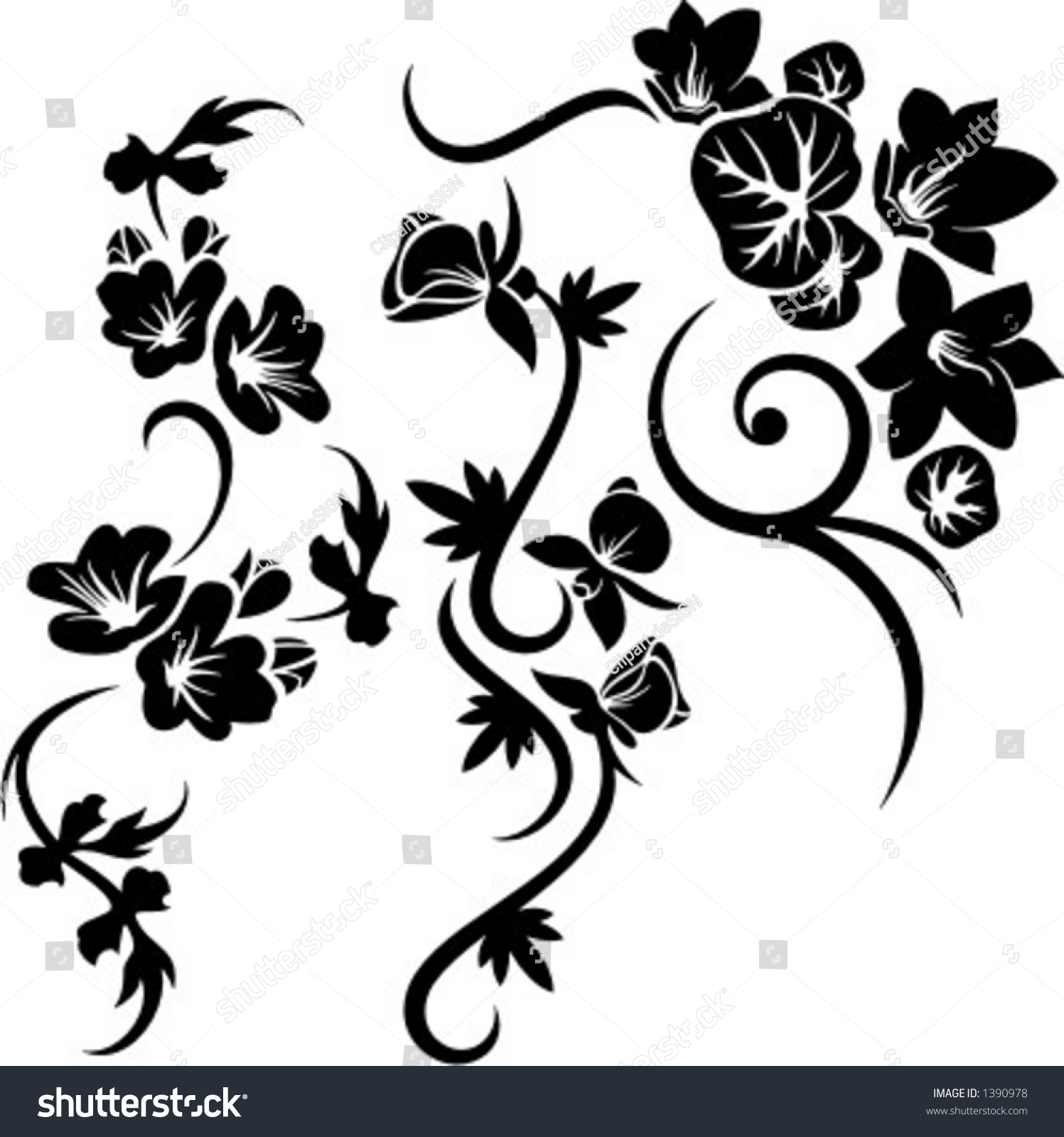 A Set Of 3 Floral Design Elements. Stock Vector Illustration 1390978