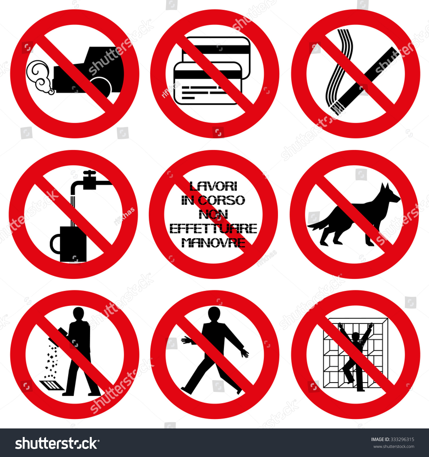 Set Prohibition Signs Safety Signs Circle Stock Vector Royalty Free