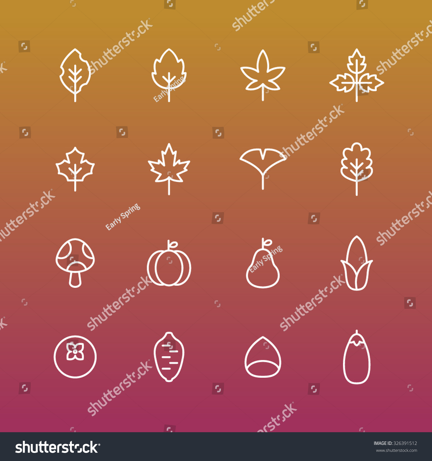 A set of vector icon for fall autumn love memory leaf leaves mushroom pumpkin corn fallen leaves ginkgo maple chestnut sweet potato persimmon A set of vector icon for fall autumn love memory leaf leaves mushroom pumpkin corn fallen leaves ginkgo maple chestnut sweet potato persimmon