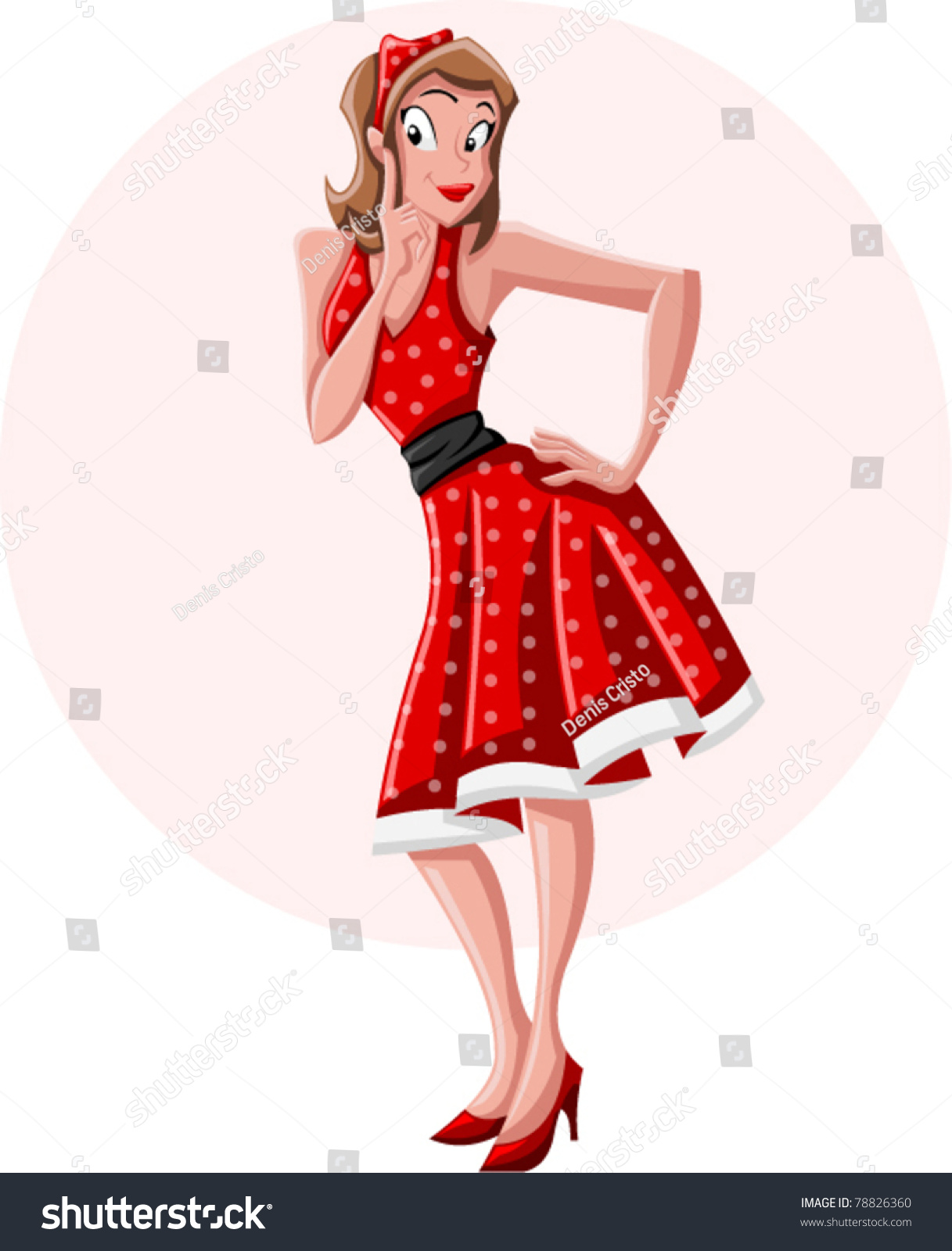 Sexy Cartoon Pin Girl Wearing Red Stock Vector 78826360