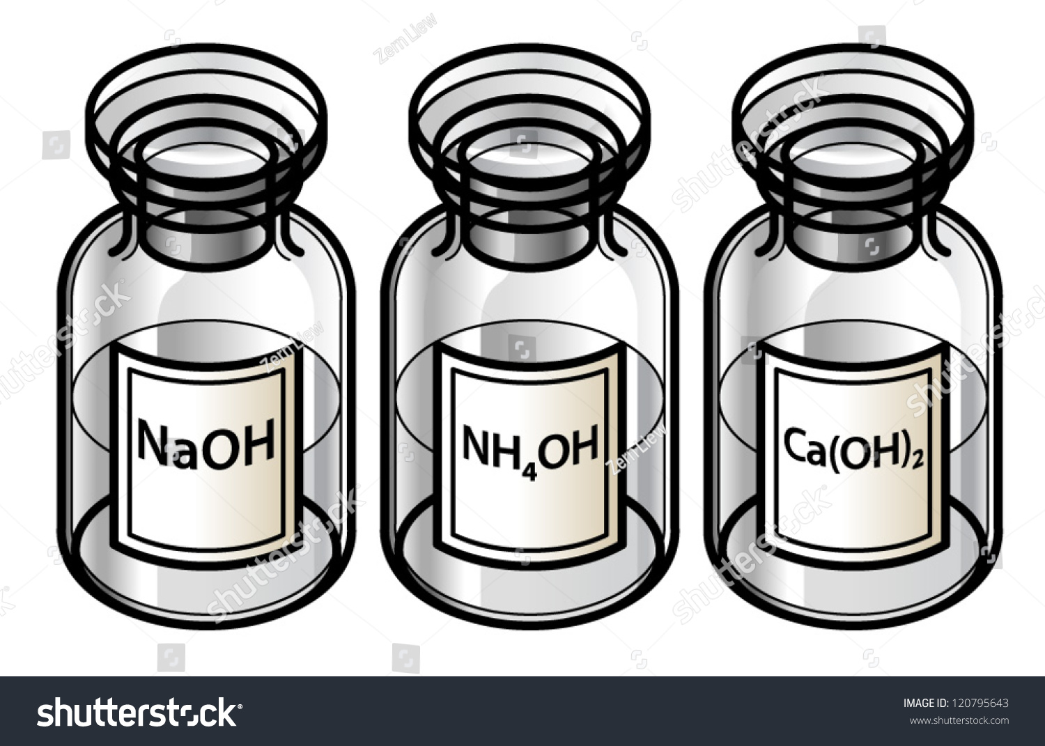 A Trio Of Bases Sodium Hydroxide Ammonium Hydroxide And Calcium Hydroxide In Clear Glass 5424