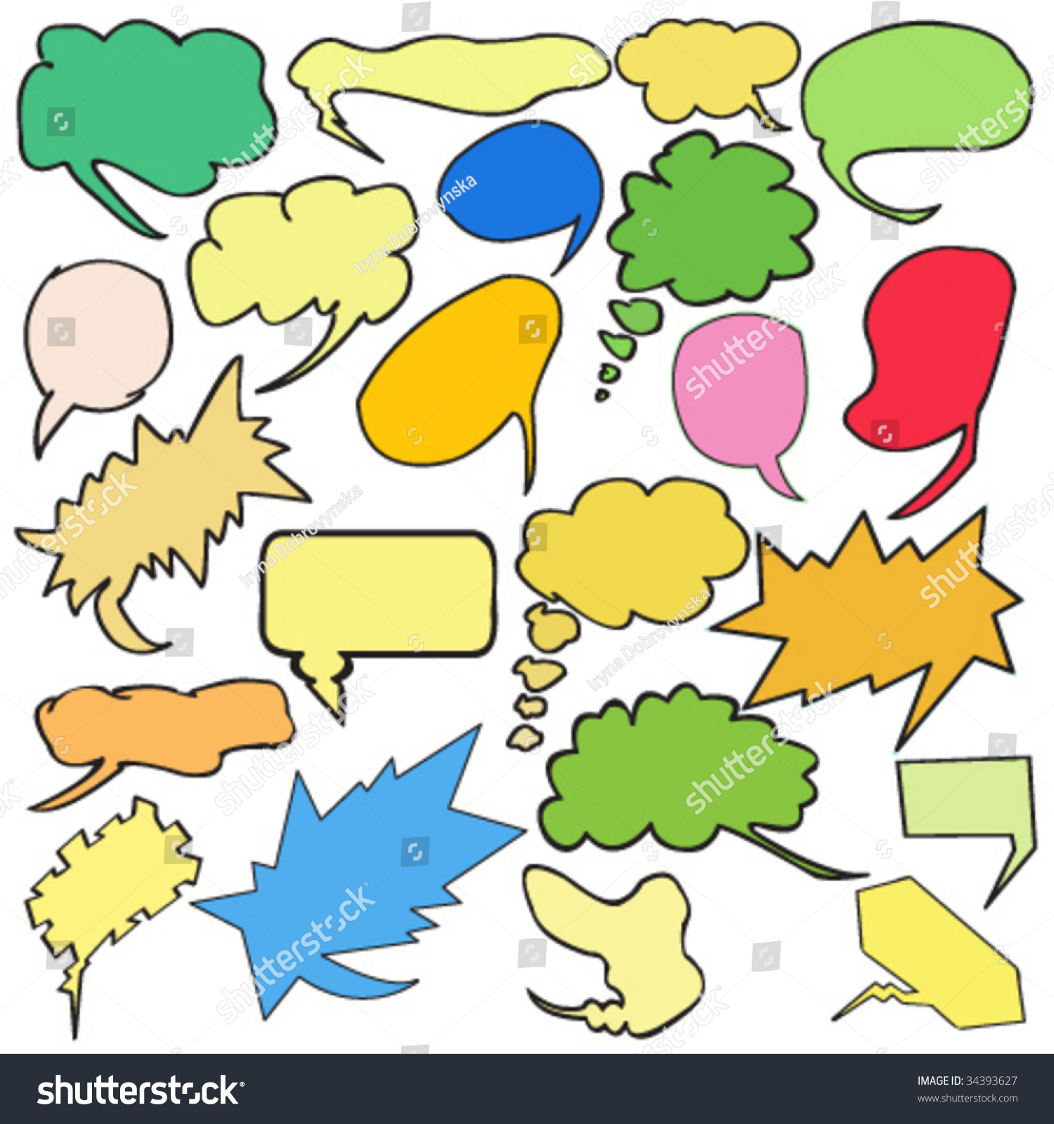 Useful Collection Colored Word Bubbles Thought Stock Vector 34393627 