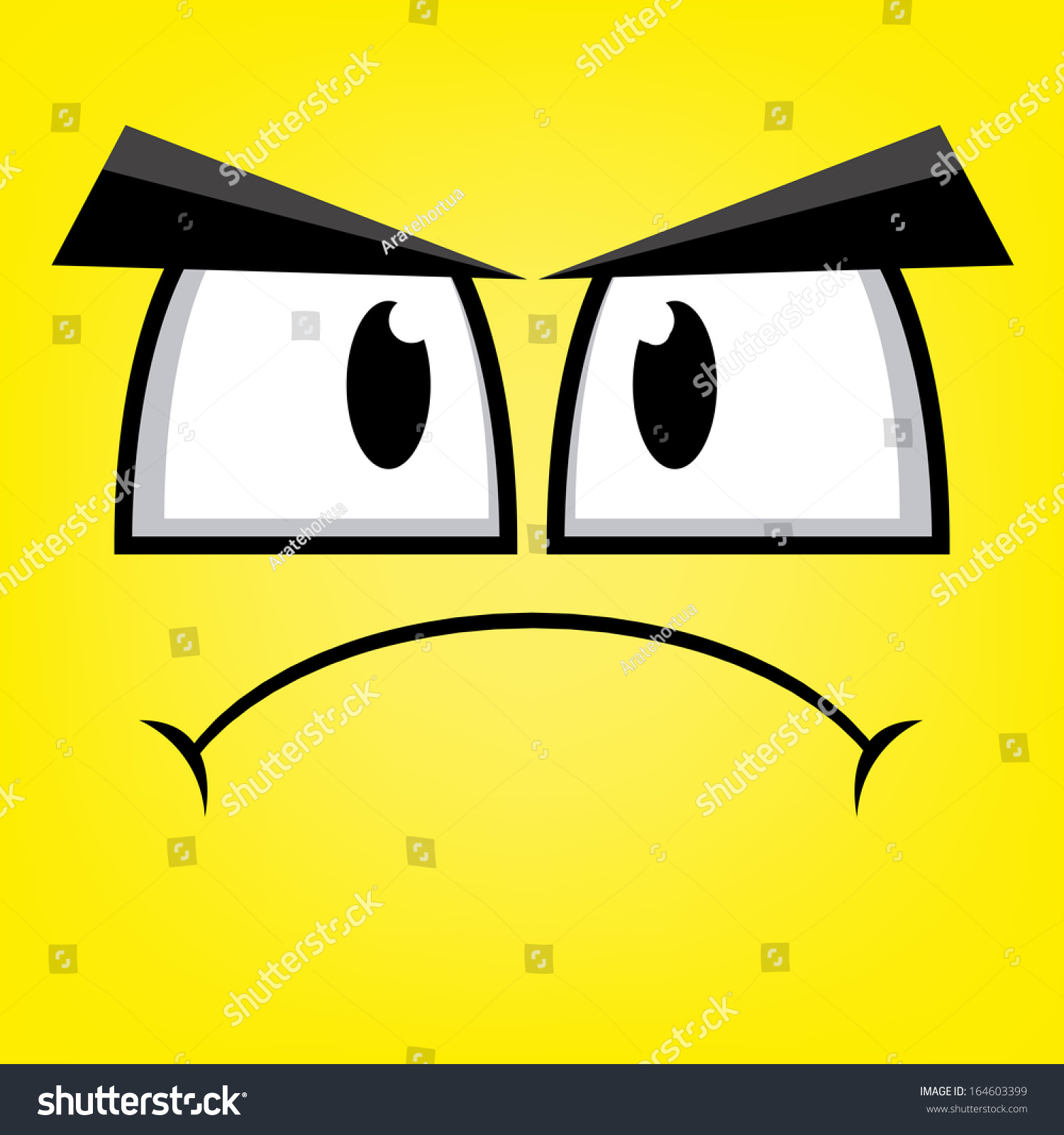 Vector Cute Cartoon Yellow Angry Face Vector De Stock Libre De