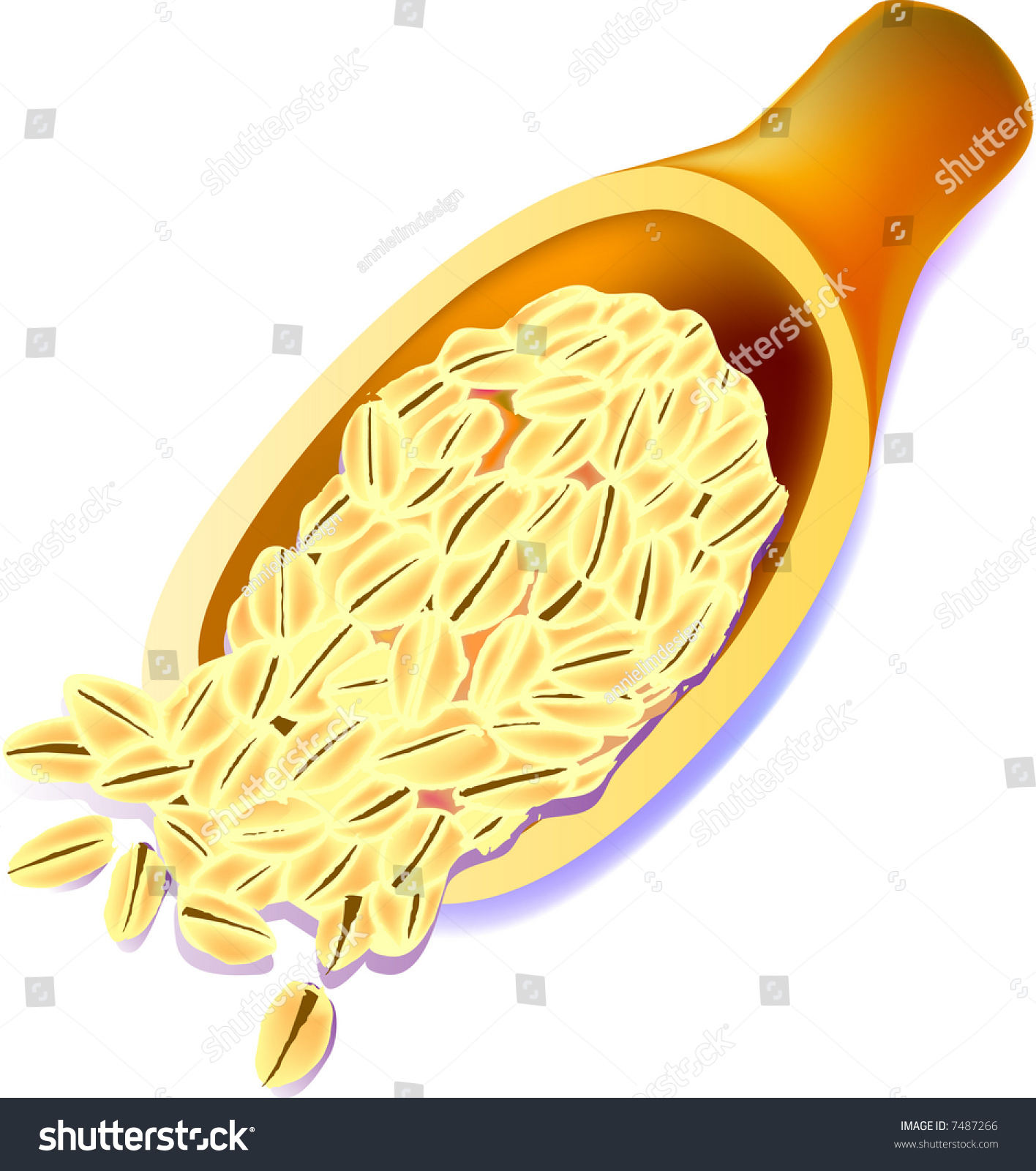 Vector Illustration Spoon Oats Sketch Drawing Stock Vector 7487266