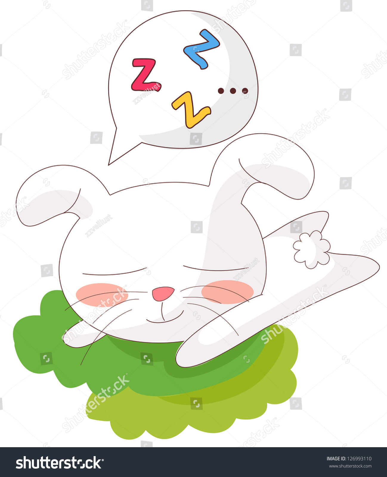A Vector Illustration Of A Sleeping Bunny - 126993110 : Shutterstock