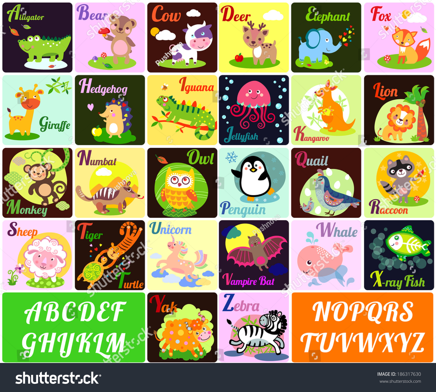 A Vector Illustration Of Alphabet Animals From A To Z - 186317630