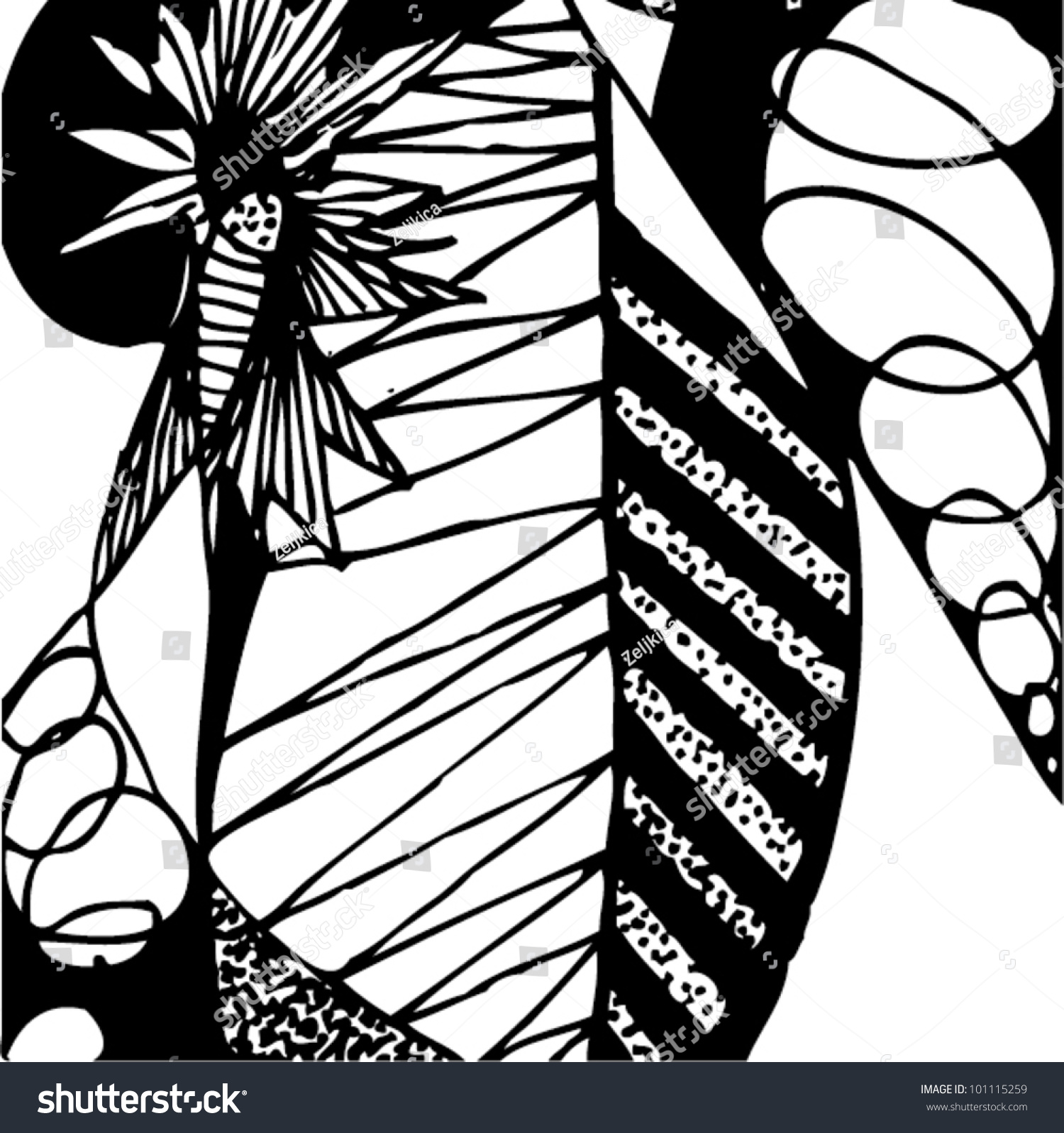 A Vector Illustration Of An Abstract Black And White Drawing