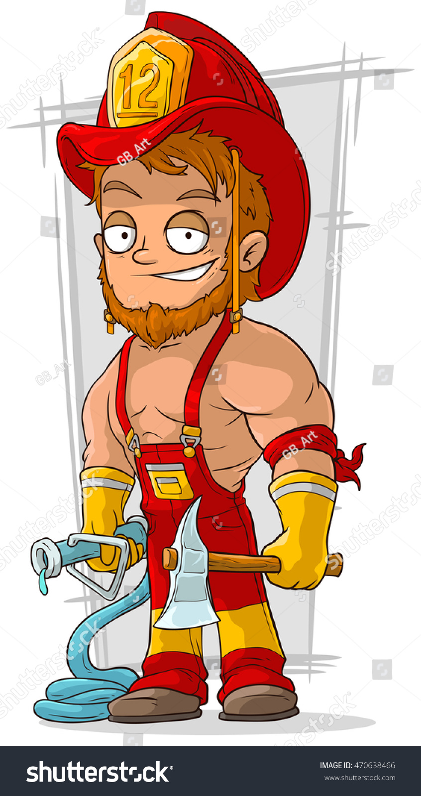 Vector Illustration Cartoon Fireman Axe Red Vector De Stock Libre De