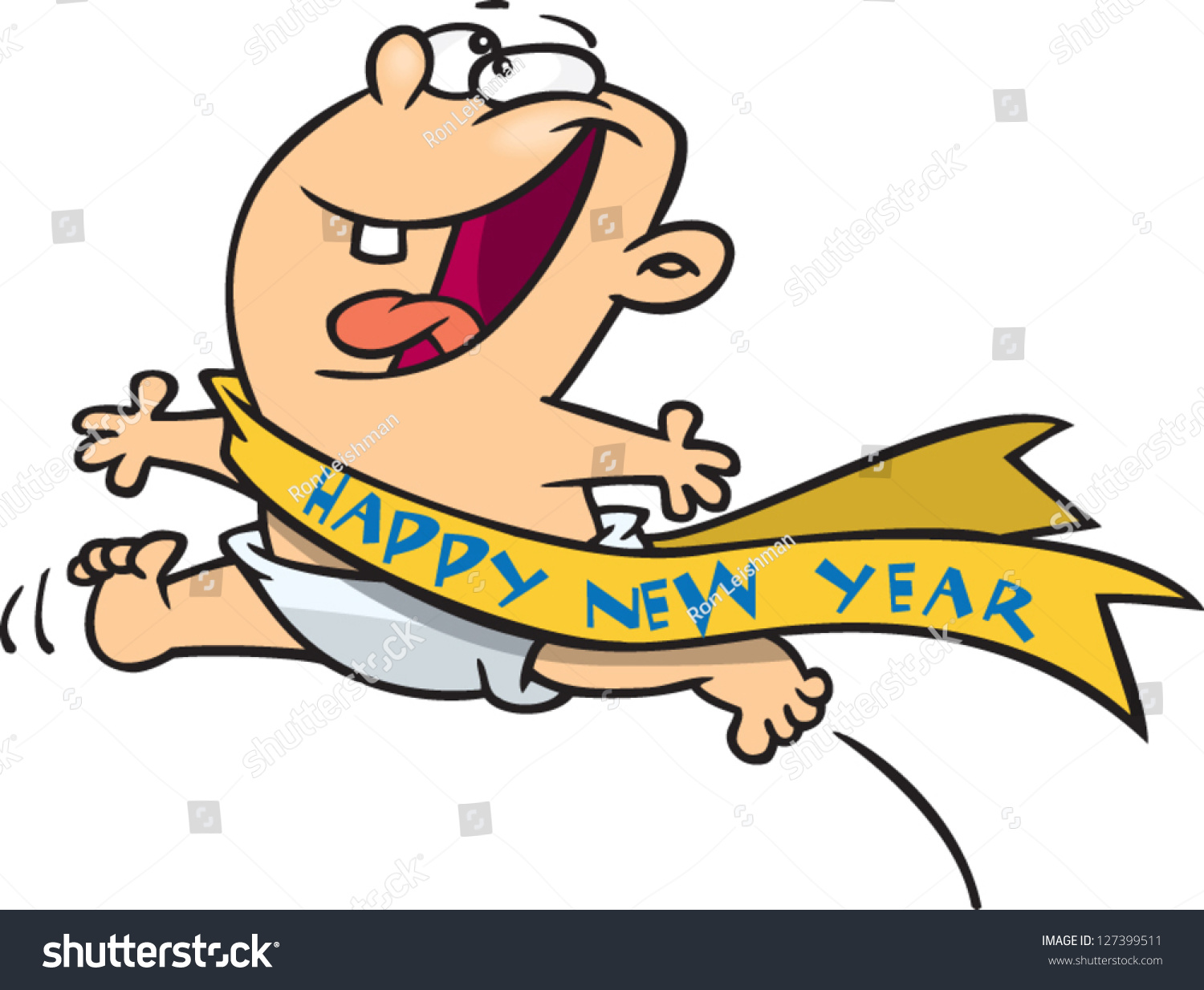 A Vector Illustration Of Cartoon New Year Baby Wearing A ...