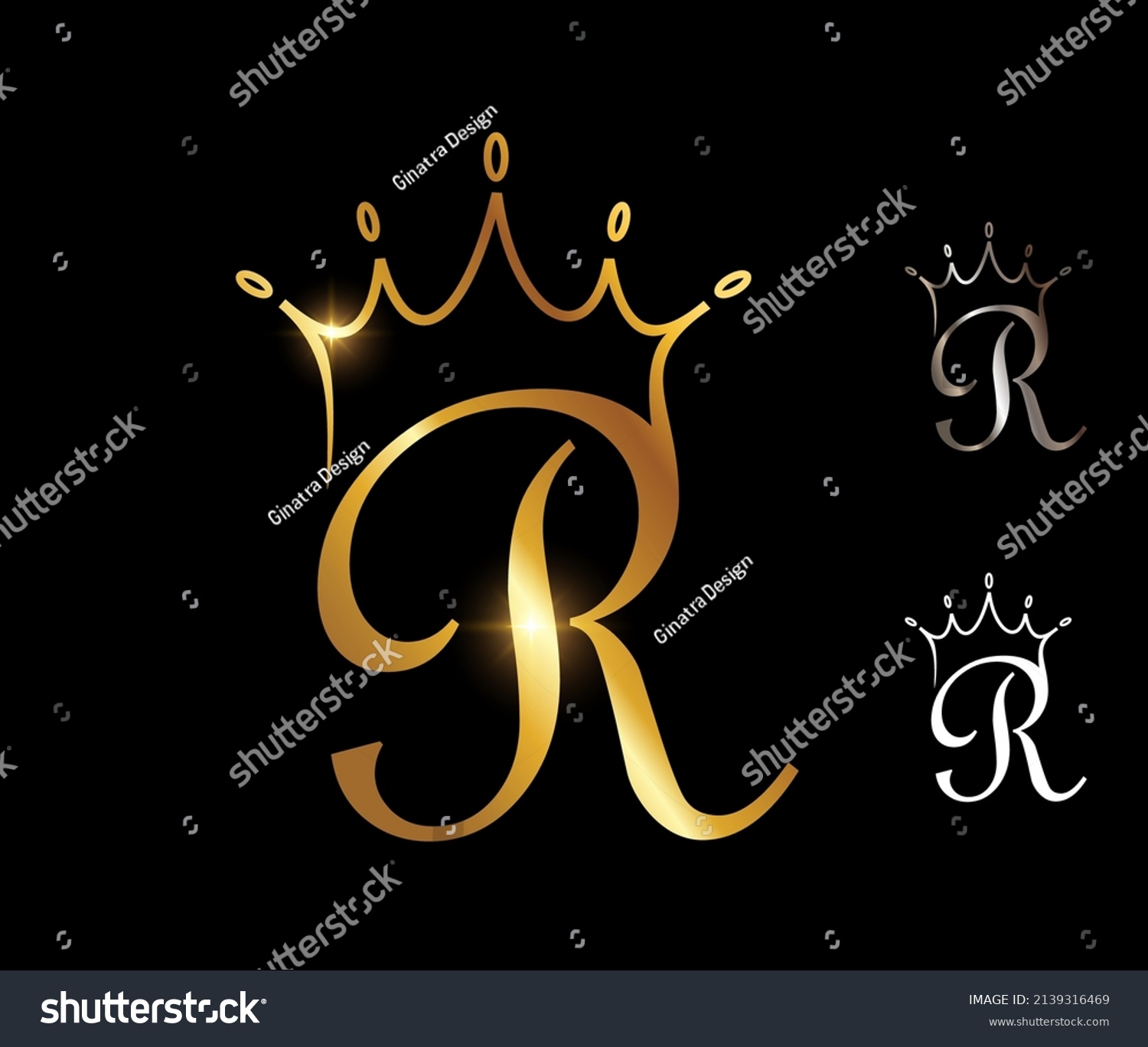 Vector Illustration Set Golden Monogram Crown Stock Vector Royalty