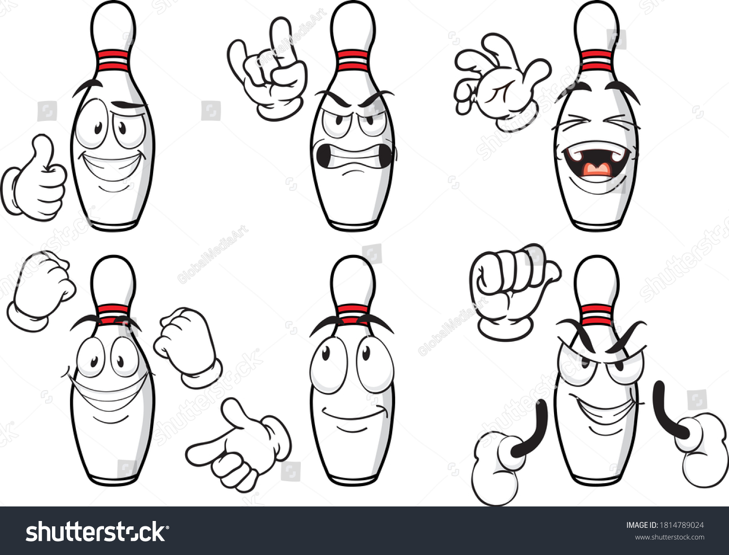 Vector Set Bowling Pins Play Different Stock Vector Royalty Free