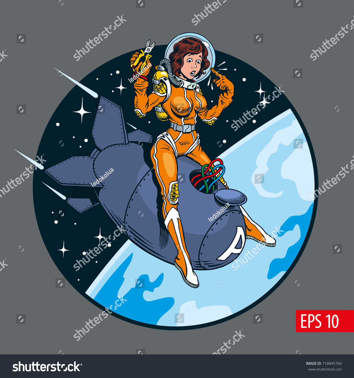 Vintage Comic Style Sexy Woman Space Stock Vector Shutterstock 27714 | Hot  Sex Picture