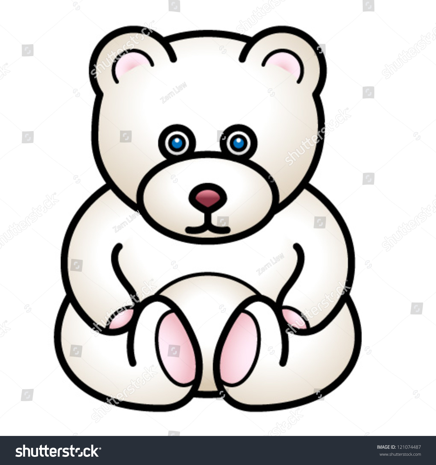 white teddy bear with pink nose