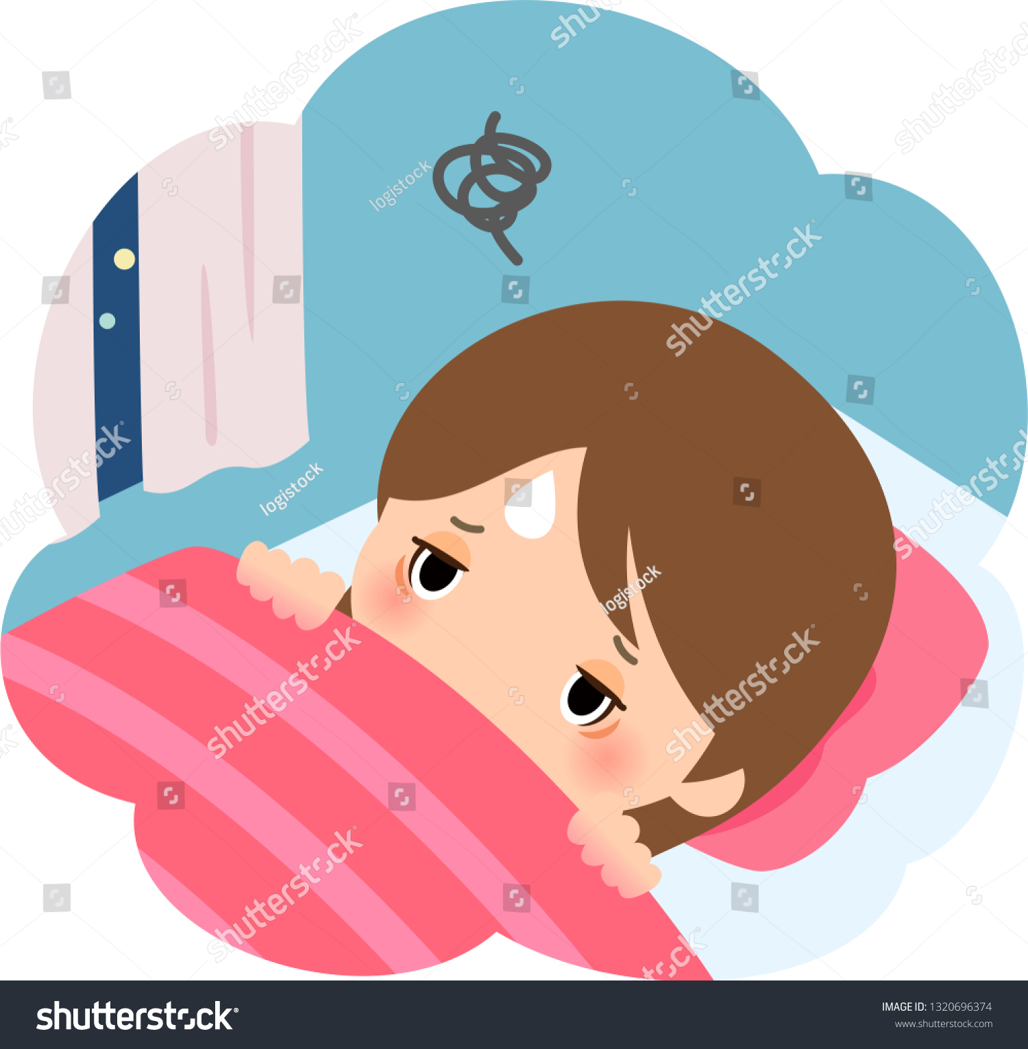 Woman Having Difficulty Falling Asleep Night Stock Vector Royalty Free