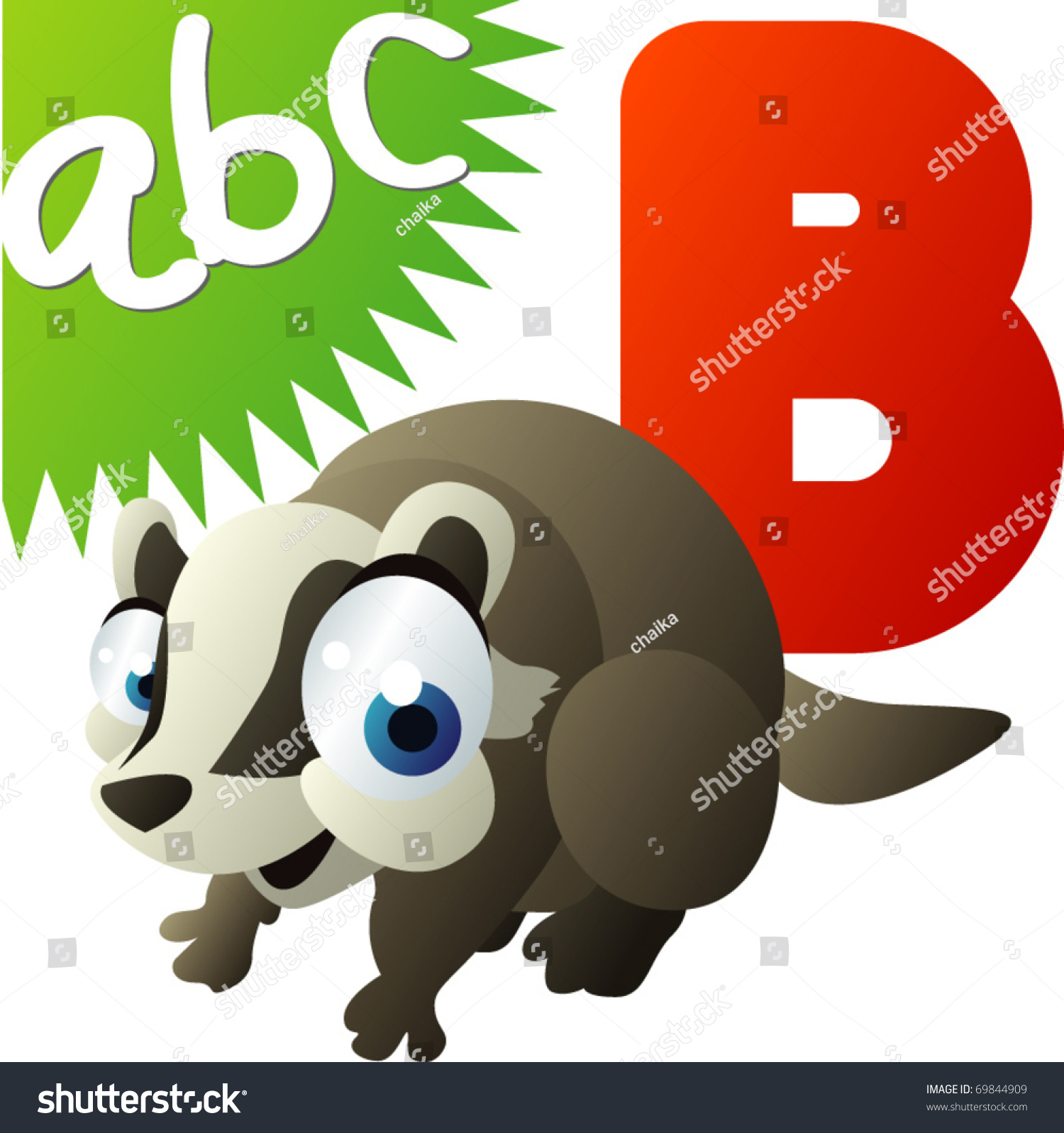 Abc Animals: B Is For Badger Stock Vector Illustration 69844909 ...