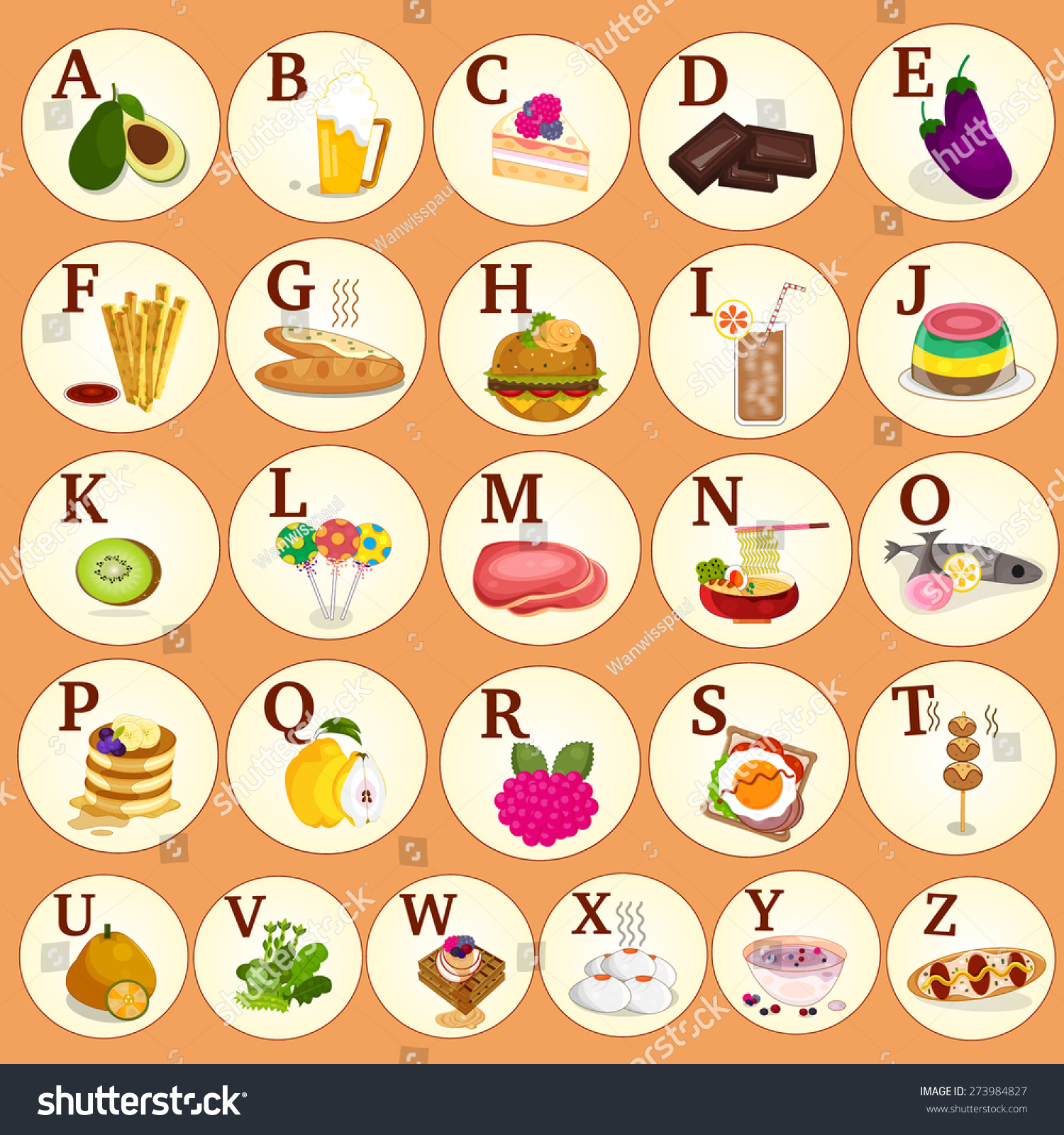 Abc Food Round Alphabets Illustration Vector Stock Vector 273984827 ...