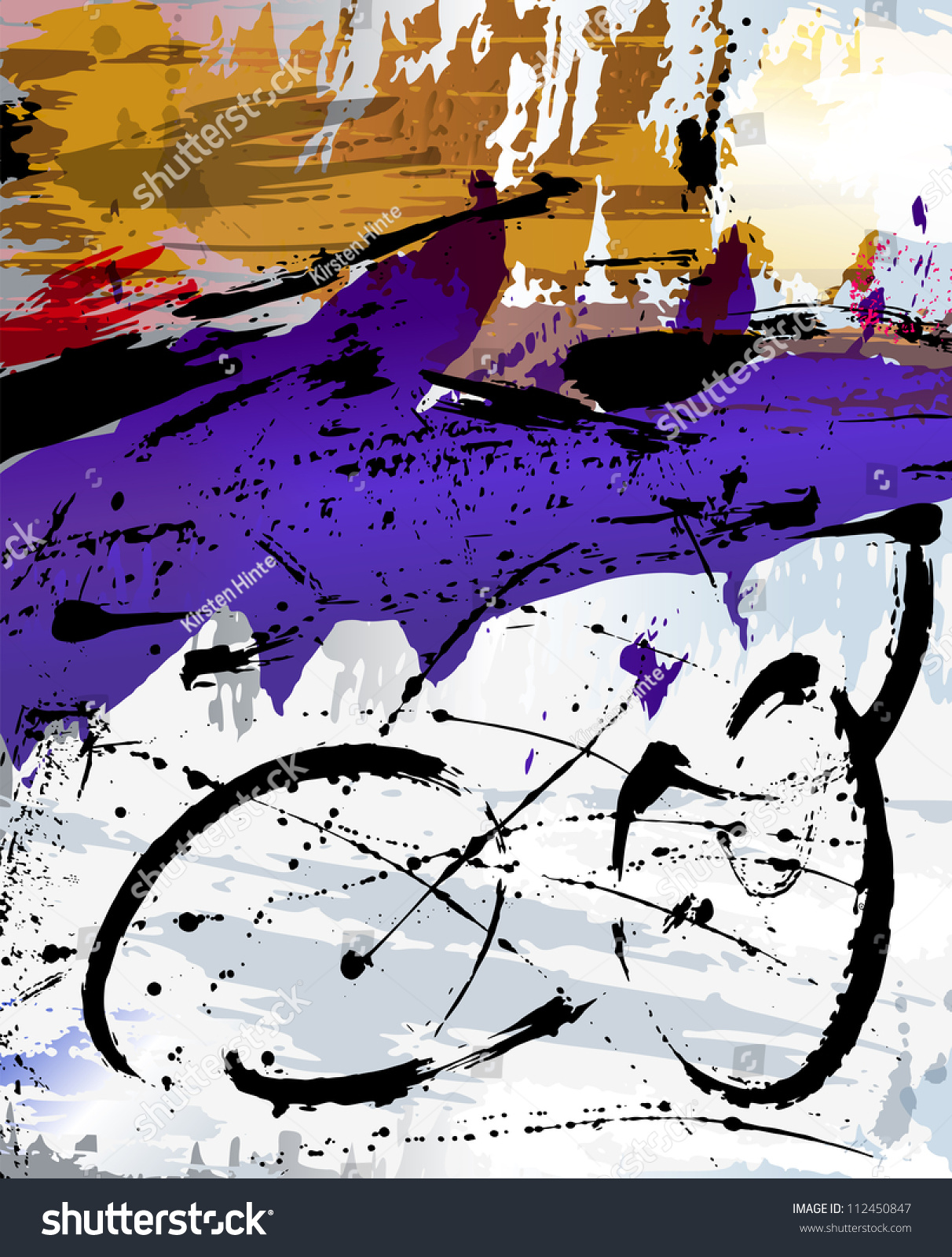 Abstract Background Illustration, With Paint Strokes And Splashes