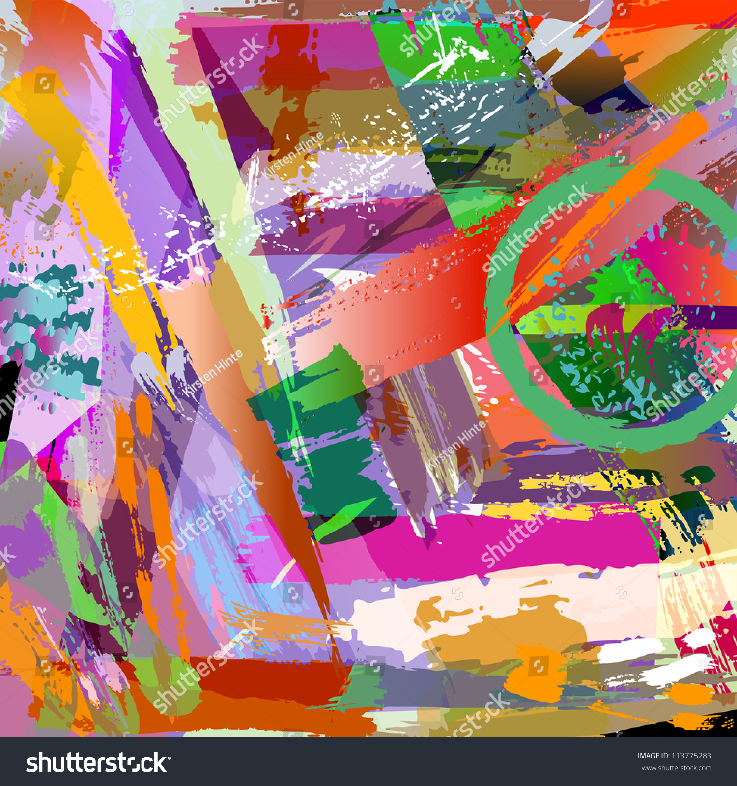 Abstract Background With Paint Strokes And Splashes ...