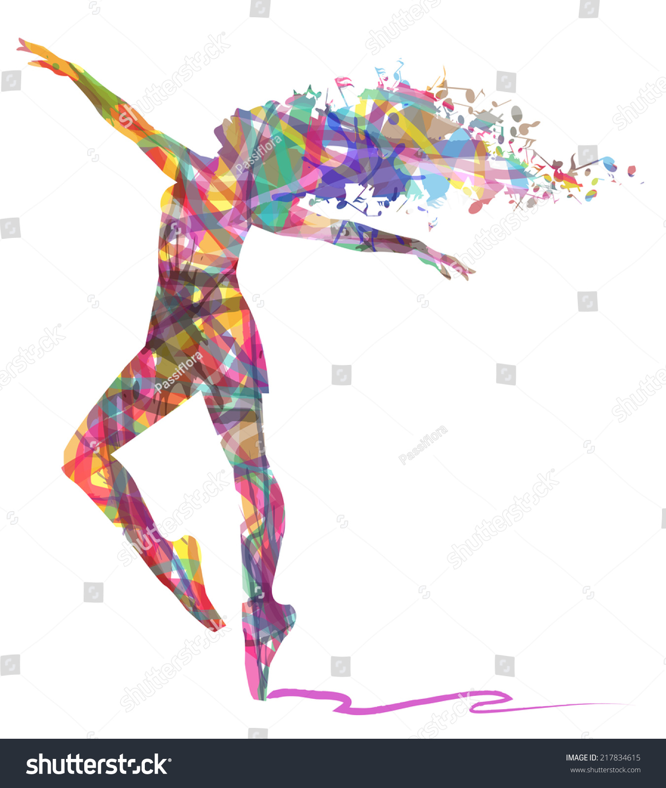 Abstract Dancing Girl And Musical Notes ベクターイラスト素材 217834615 Shutterstock