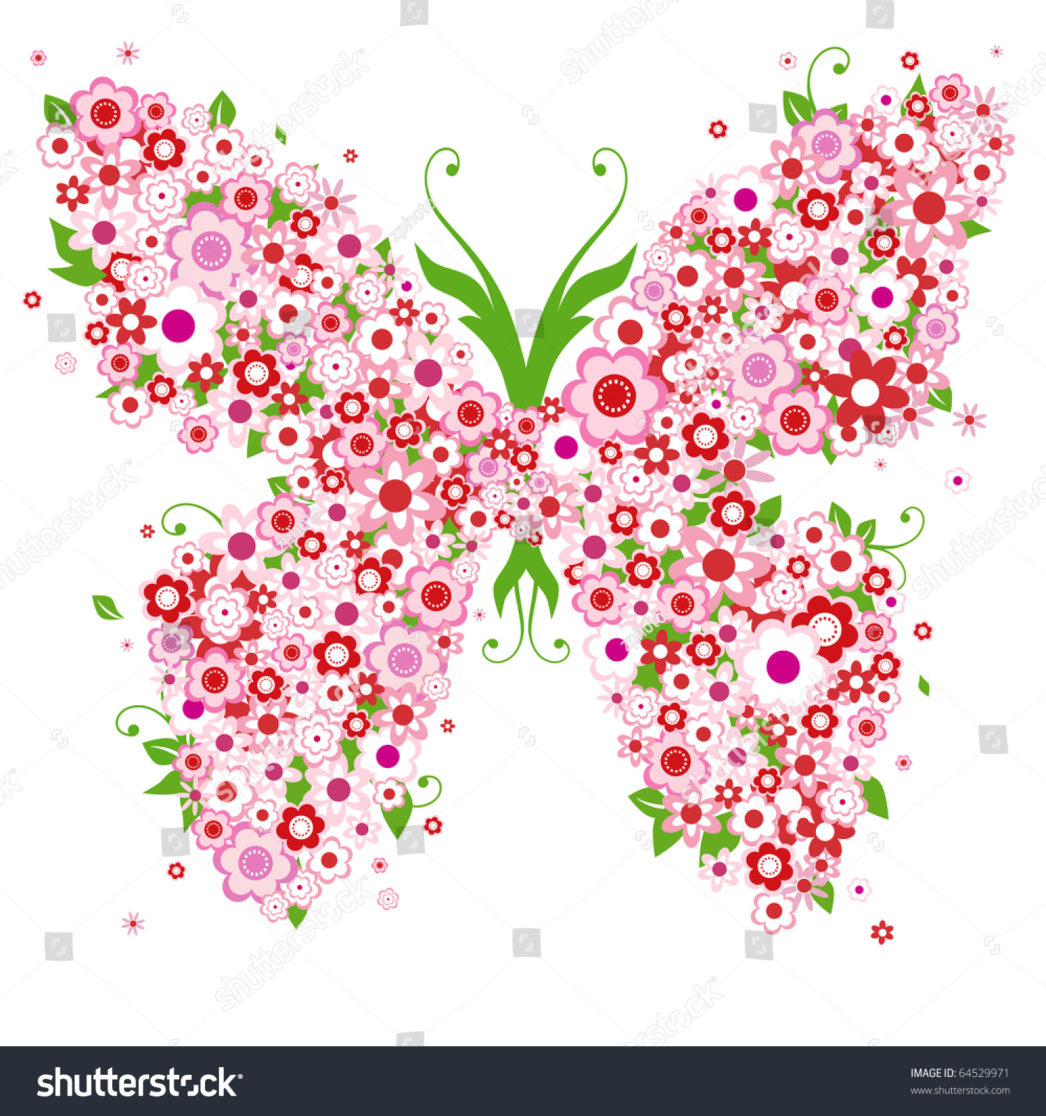 Abstract Floral Background With Butterfly Abstract Floral Background With Butterfly And Flowers
