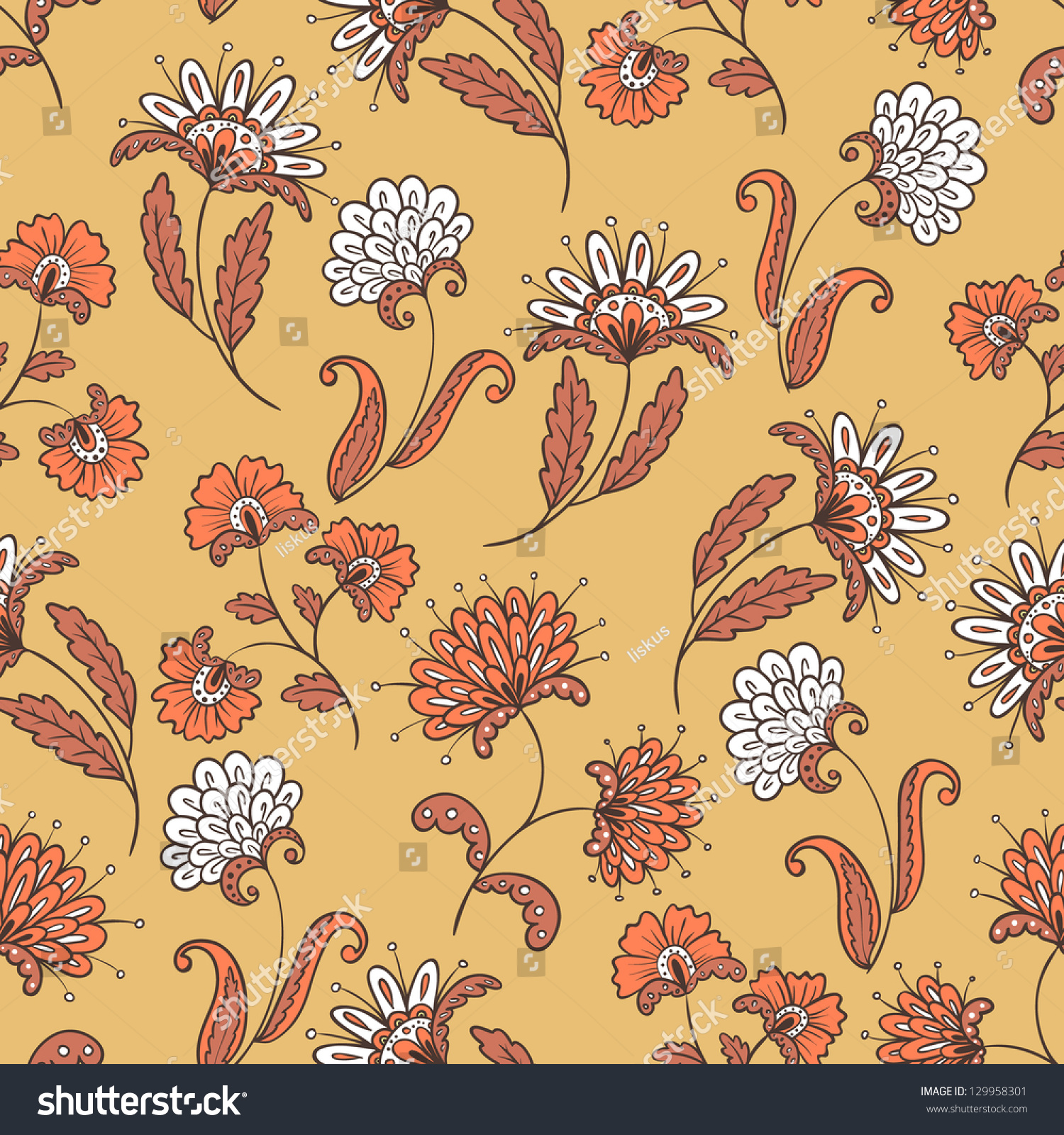 Abstract Floral Seamless Pattern Stock Vector Illustration