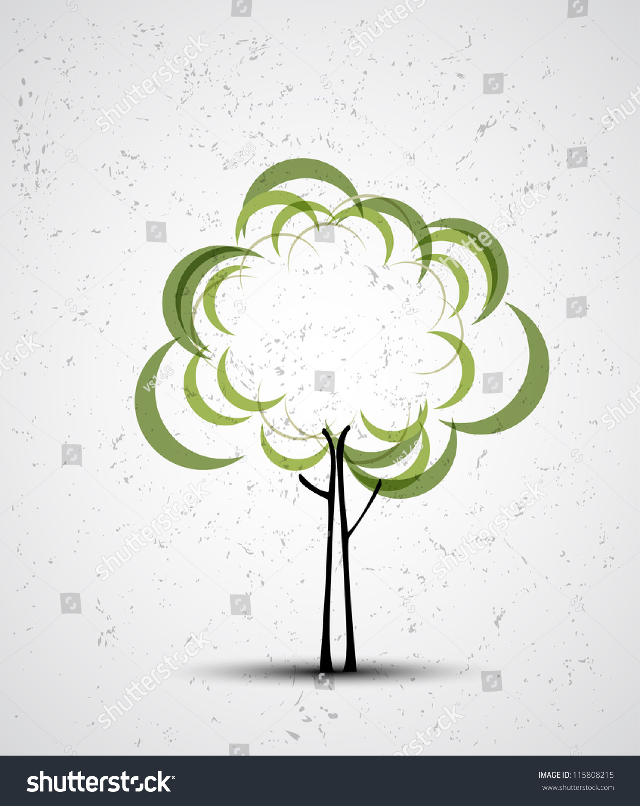 Abstract Futuristic Stylized Tree With Color Leafage Stock Vector