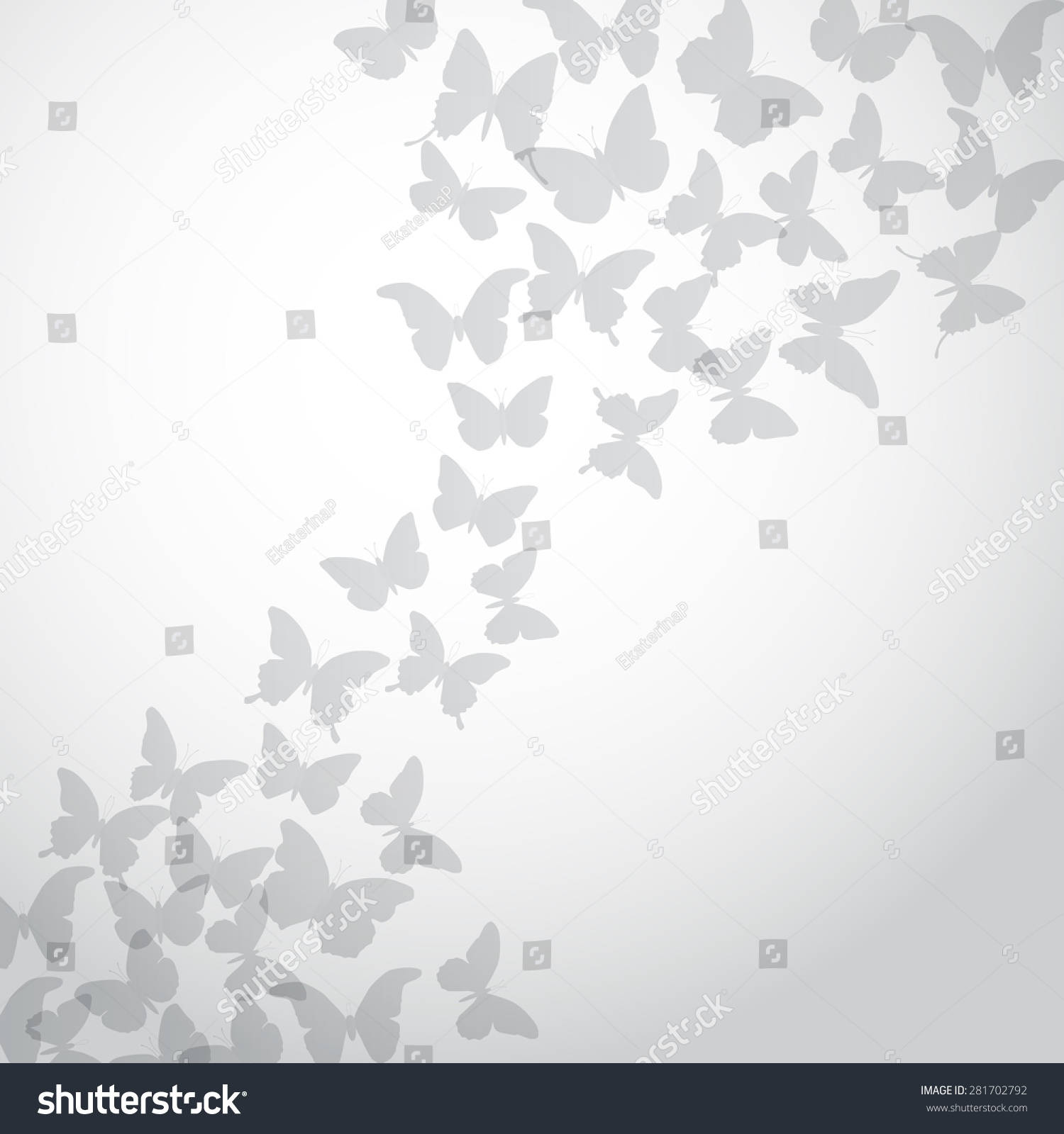 Abstract Gray Butterfly Background On White Background. Vector