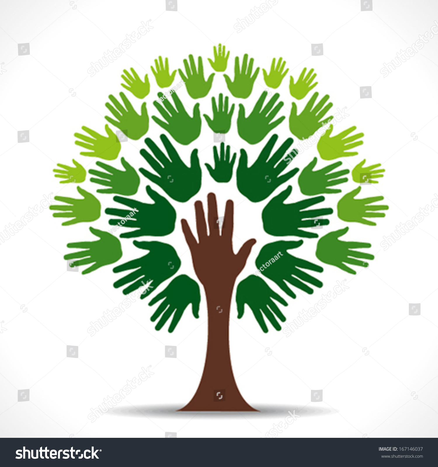 Abstract Green Hand Tree Background Vector Stock Vector 167146037