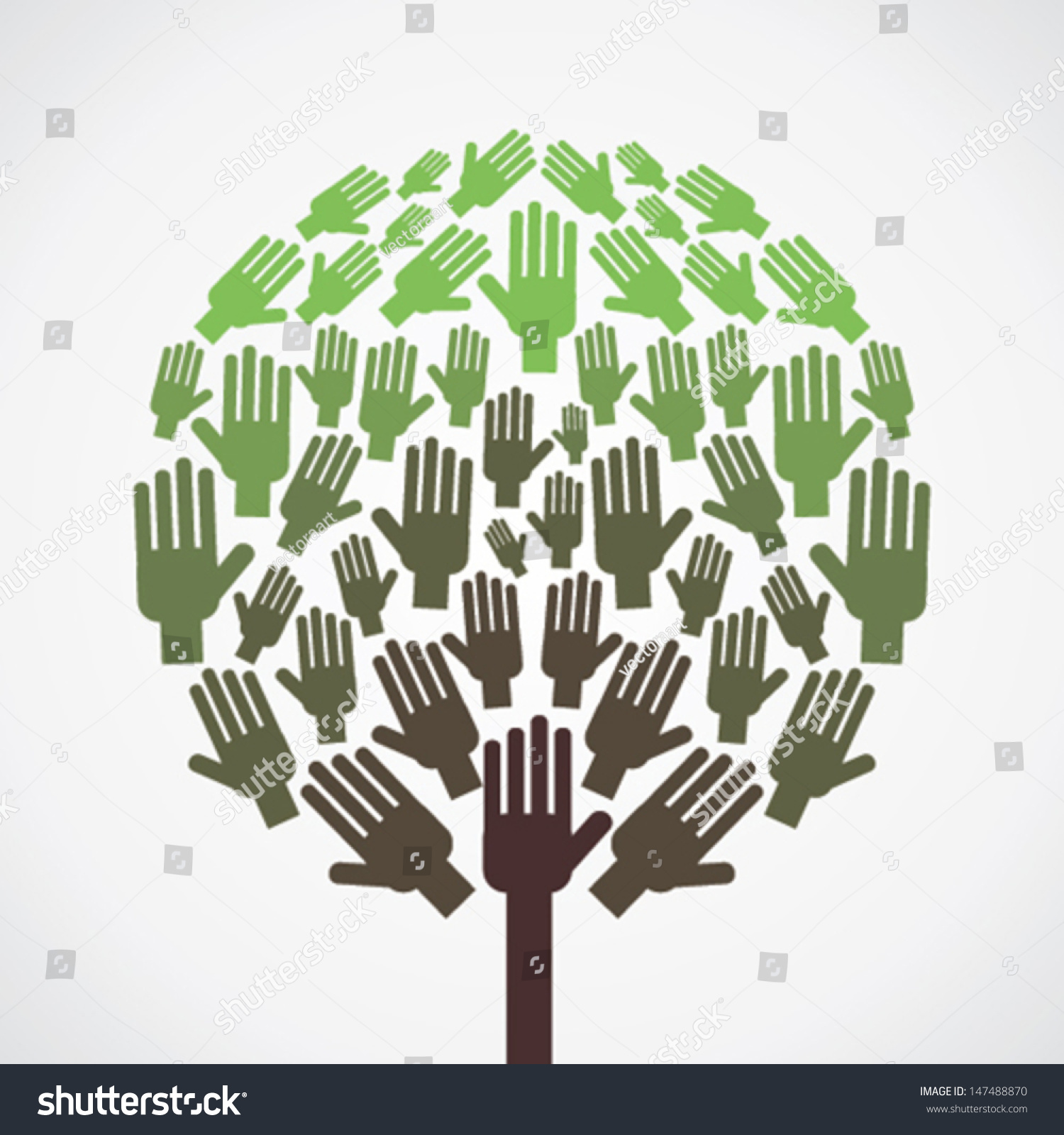 Abstract Hand Tree Show Unity Concept Vector - 147488870 : Shutterstock