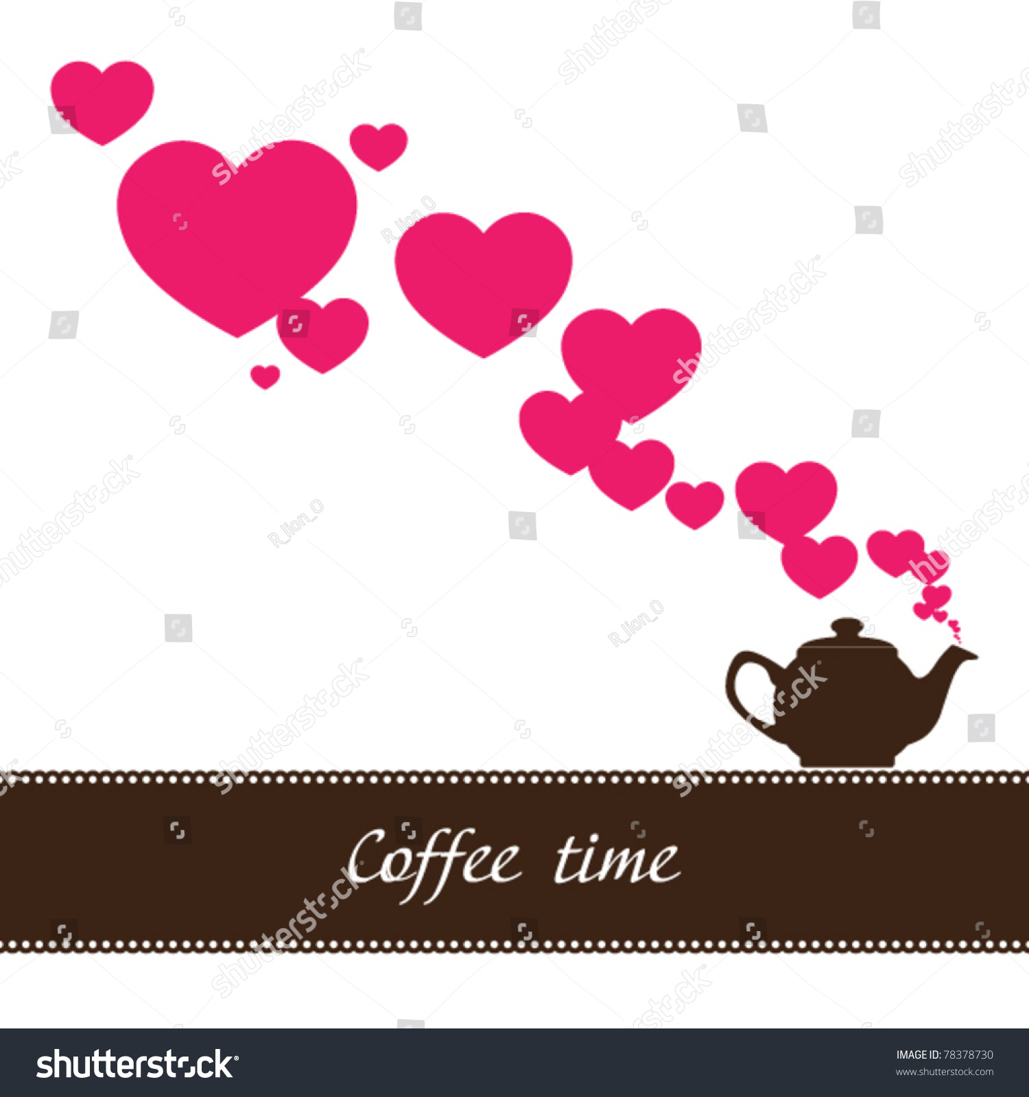 Abstract Illustration Of Teapot With Hearts. Place For Your Text