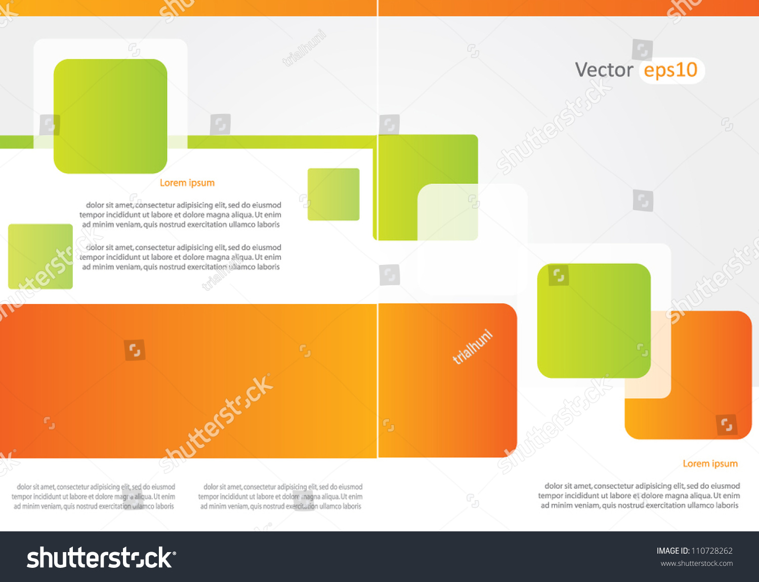 Abstract Orange And Green Brochure Design With Rectangular Design