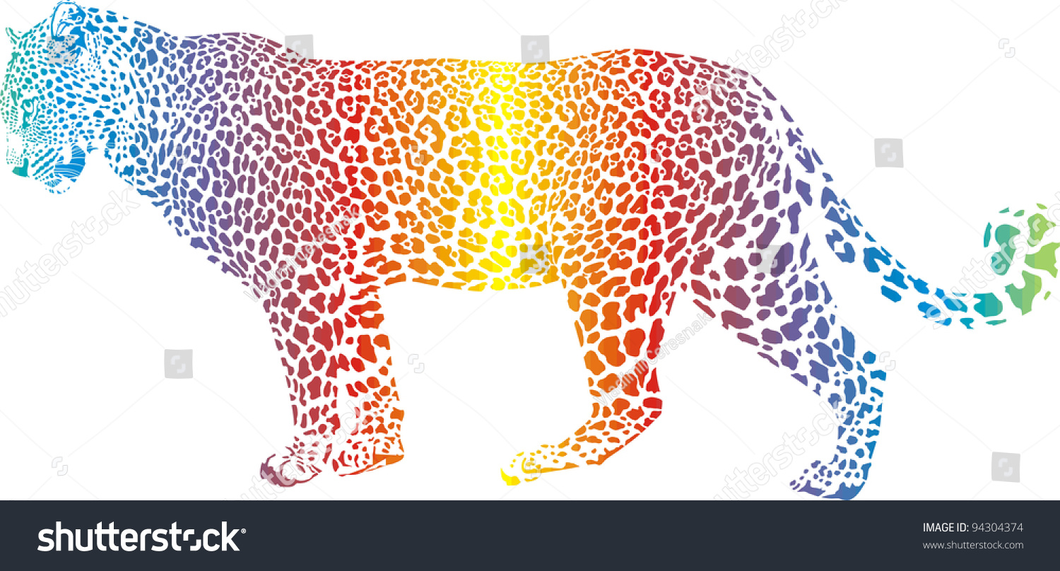 Abstract Rainbow Cheetah Stock Vector Illustration 94304374 Shutterstock