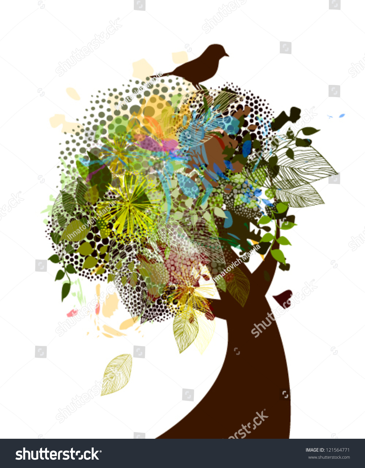 Abstract Tree With Bird Stock Vector Illustration Abstract Tree With Bird Stock Vector Illustration