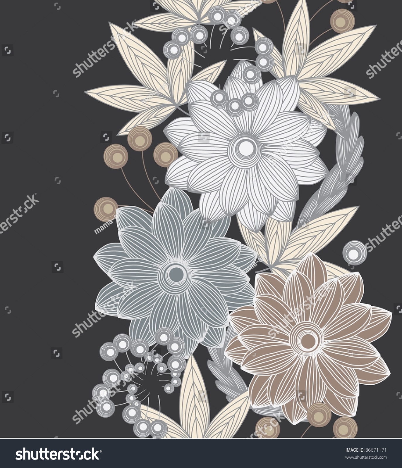 Abstract Vertical Flower Seamless Pattern Background Stock Vector