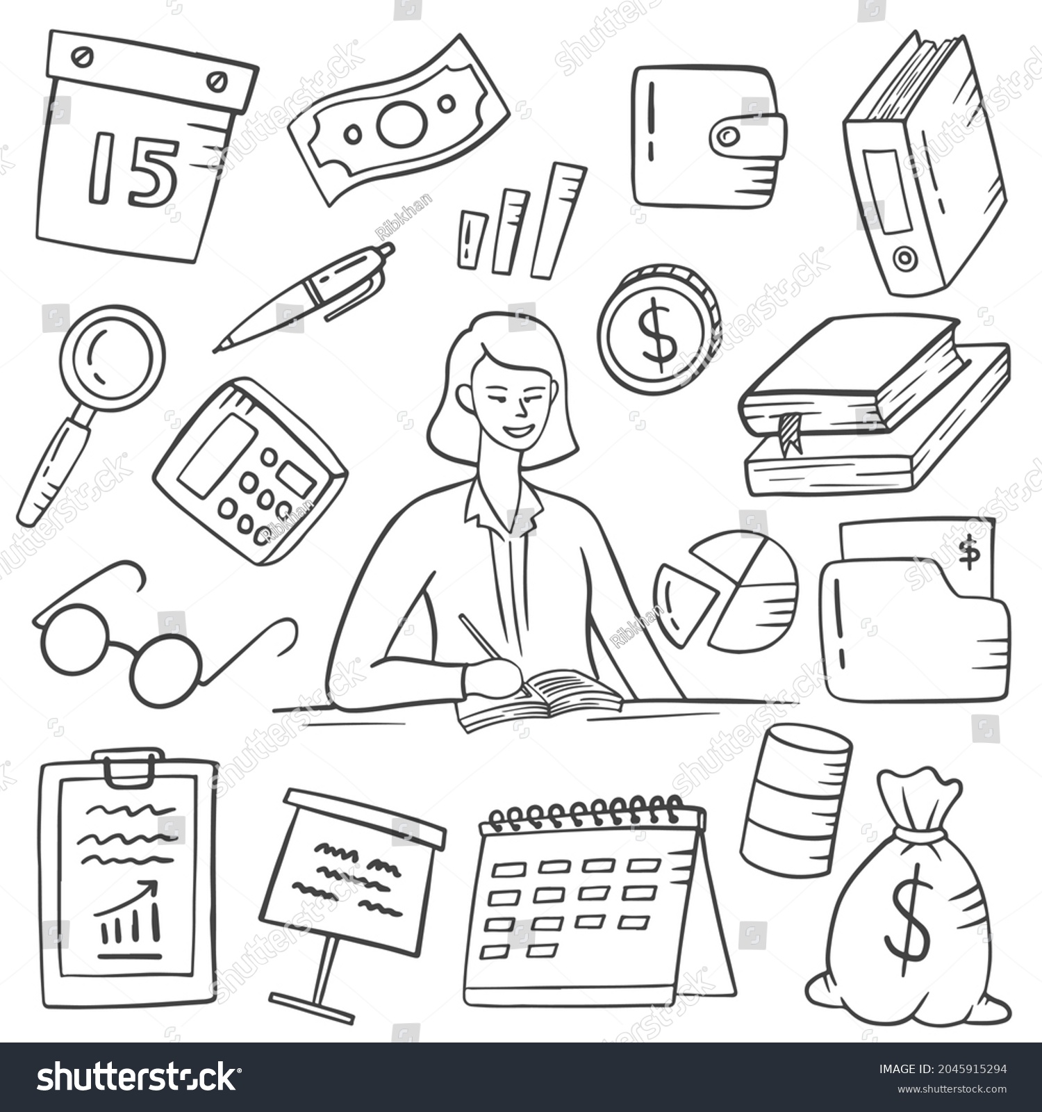 Accountant Jobs Profession Doodle Hand Drawn Stock Vector Royalty Free