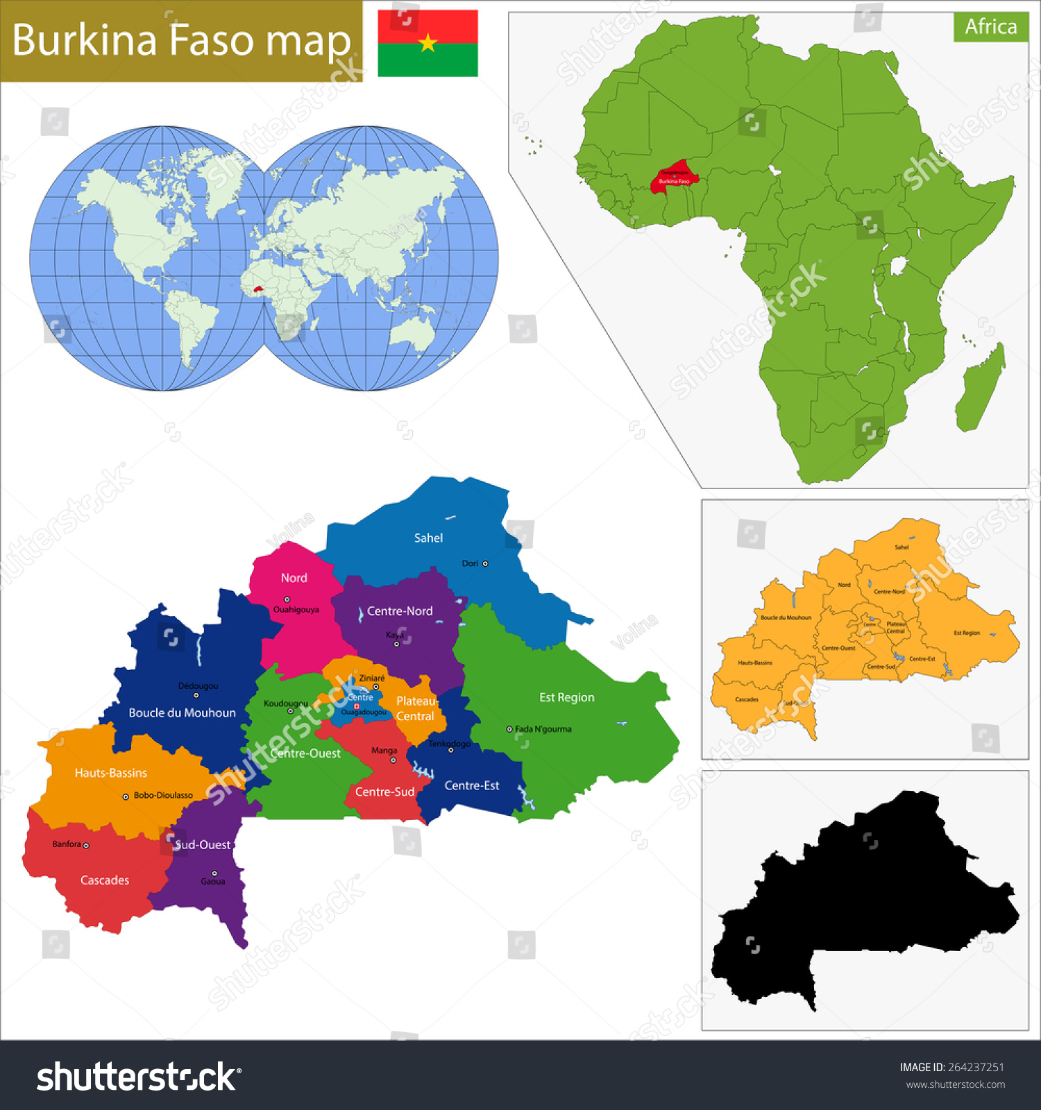 Administrative Division Of Burkina Faso, Landlocked Country In West 