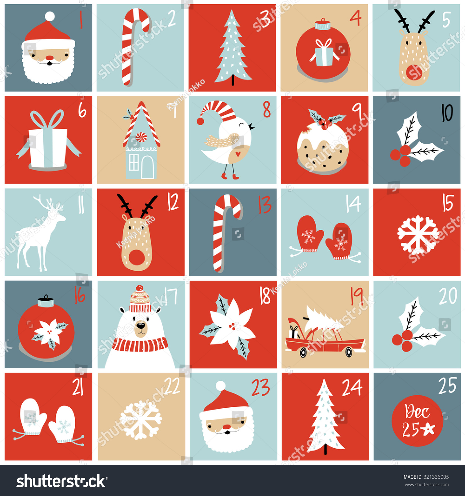 Advent Calendar Christmas Poster Stock Vector 321336005 Shutterstock