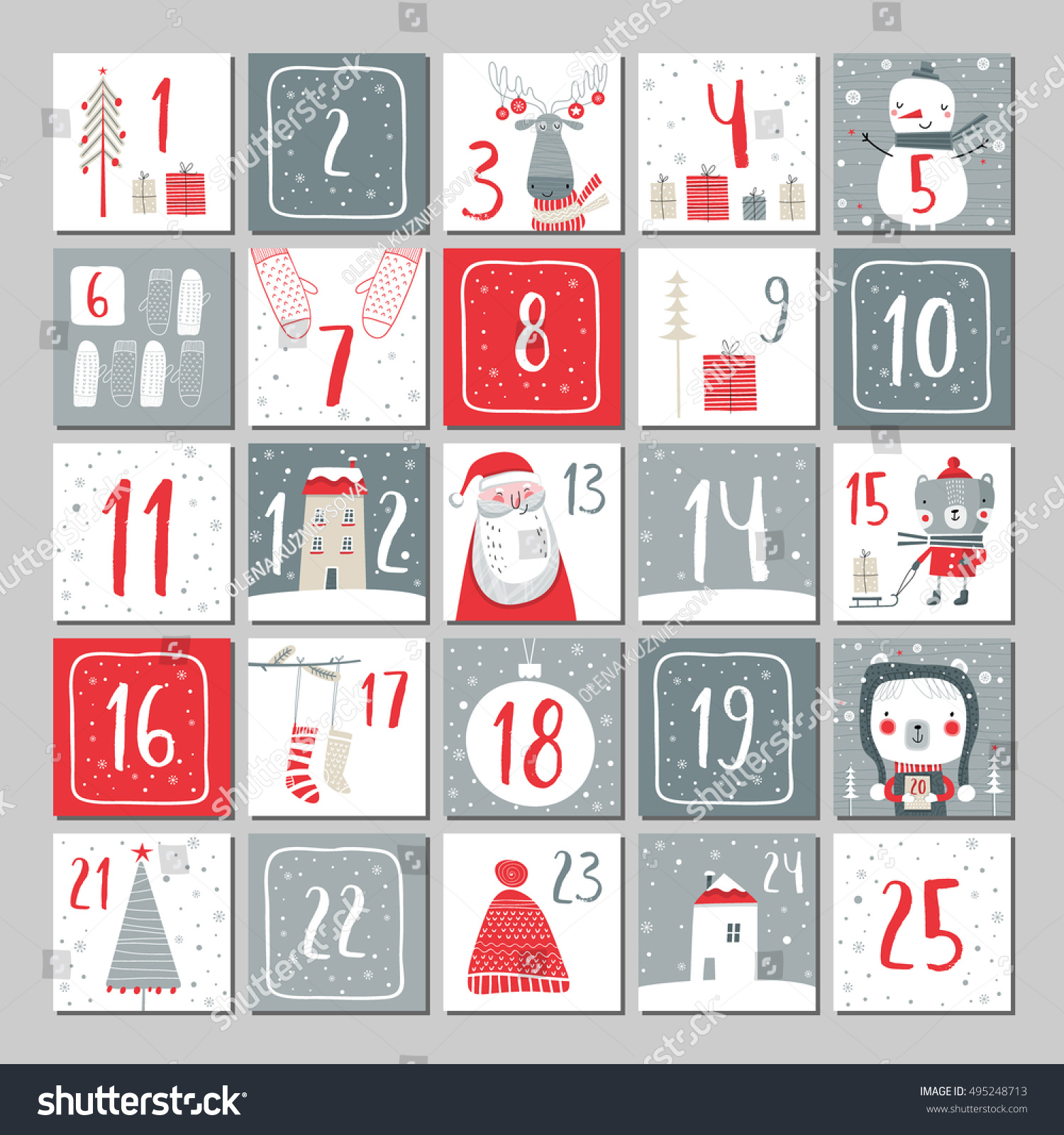 Advent Calendar Christmas Poster Stock Vector 495248713 : Shutterstock