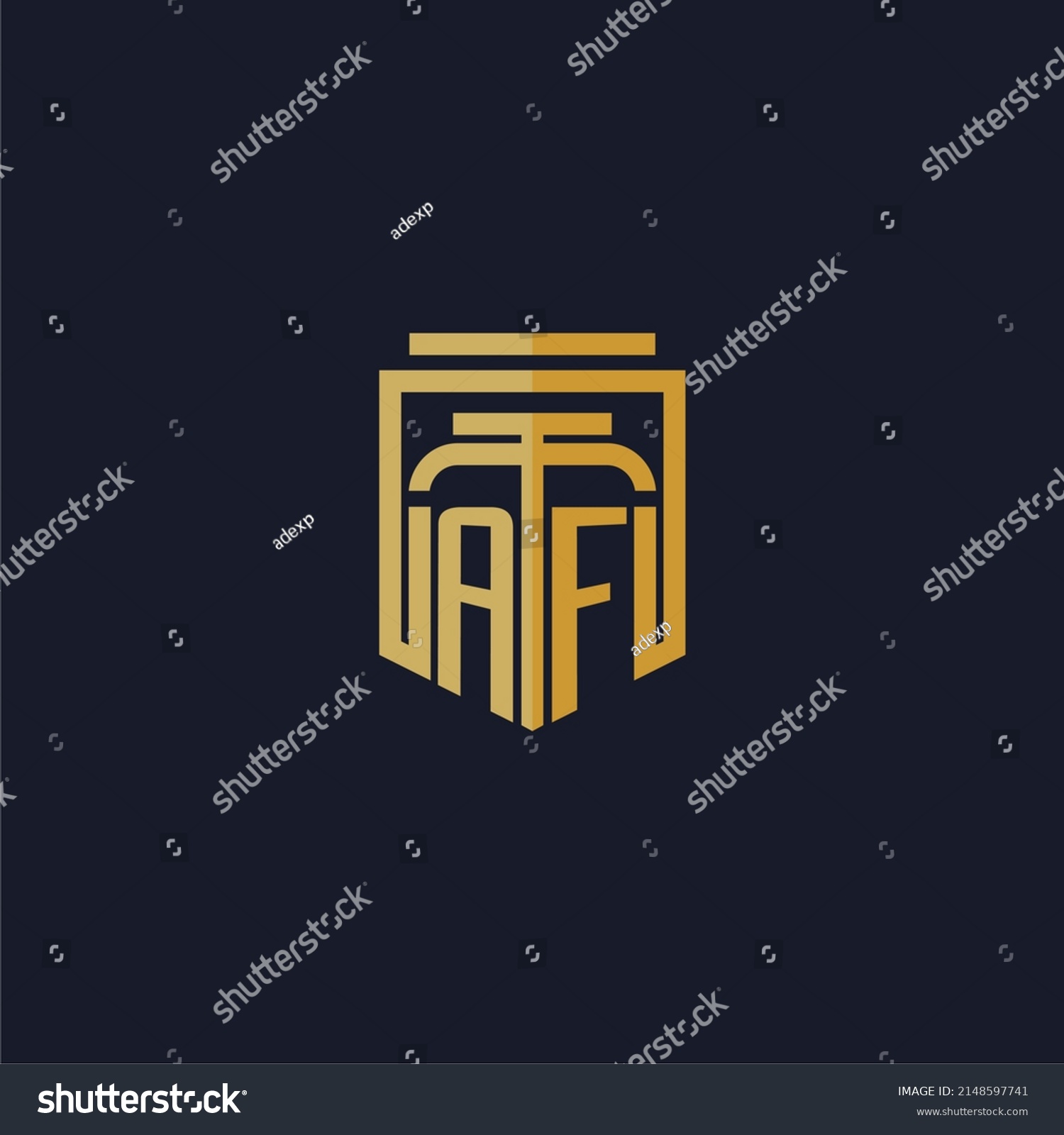 Af Initial Monogram Logo Elegant Shield Stock Vector Royalty Free