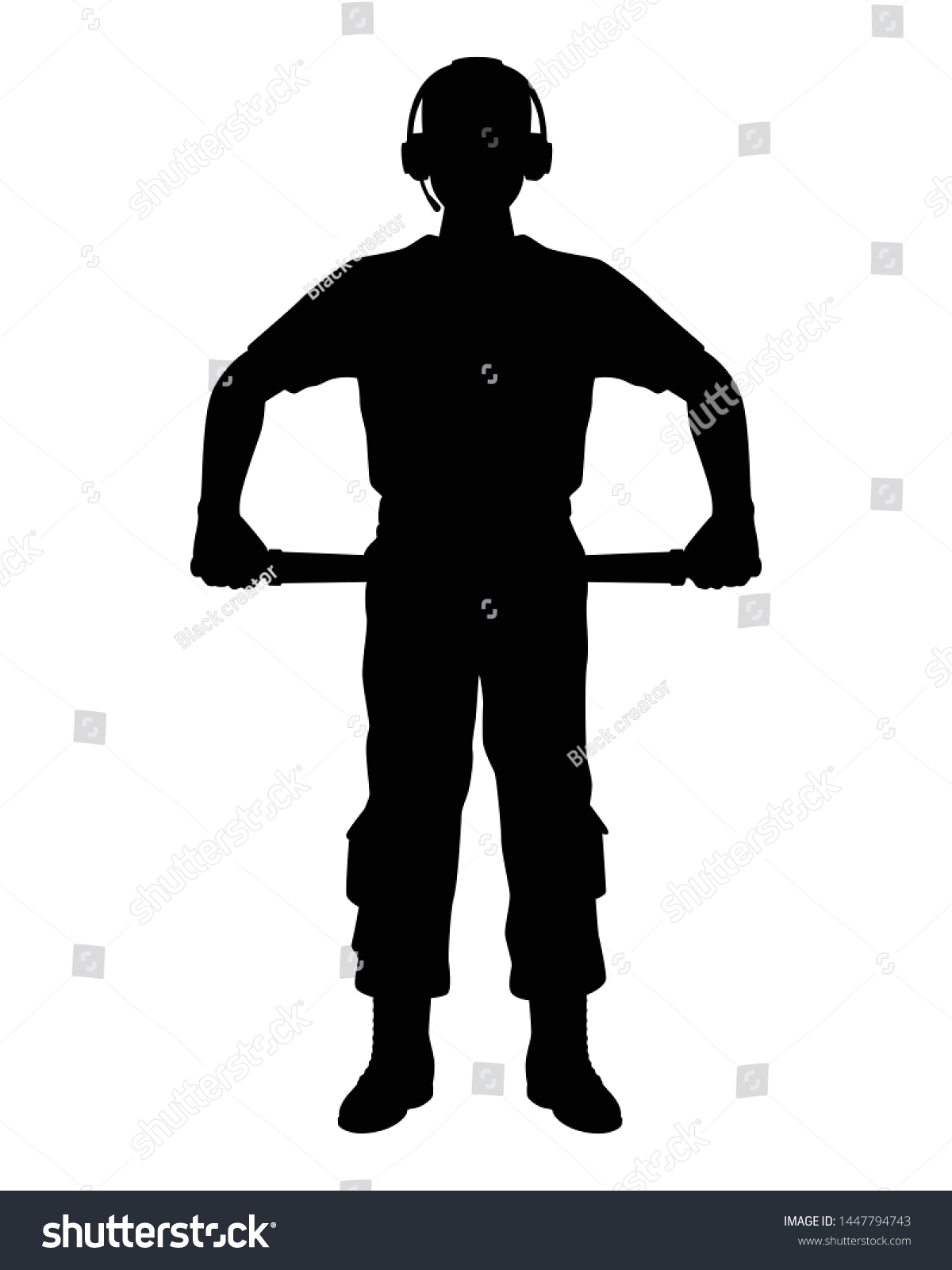 Aircraft Marshalling Signal Man Silhouette Vector Stock Vektor