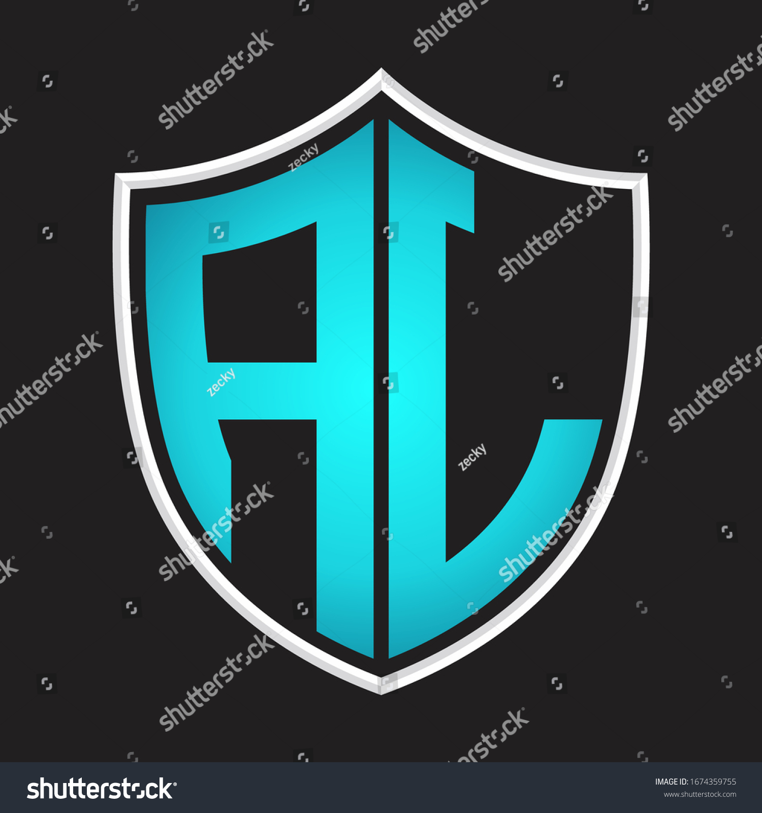 Al Logo Monogram Shield Shape Isolated Stock Vector Royalty Free