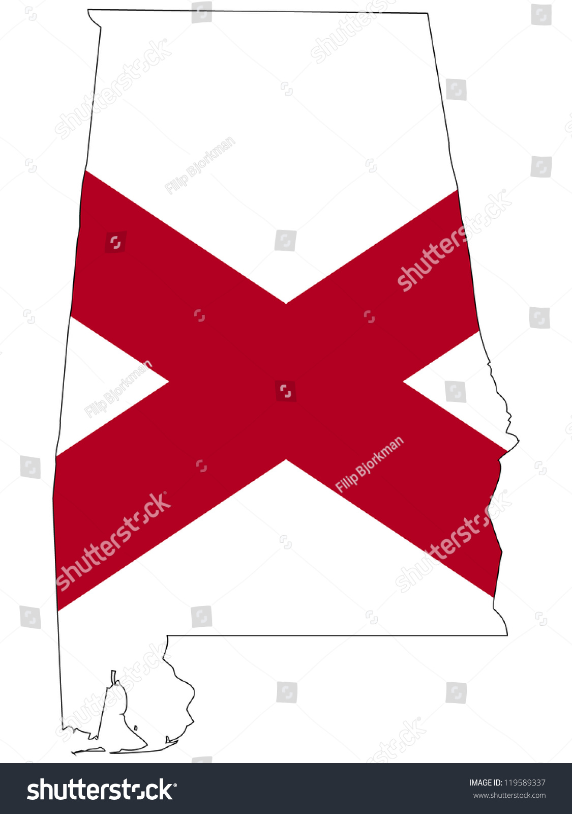 Alabama Vector Map With The Flag Inside 119589337 Shutterstock 0342