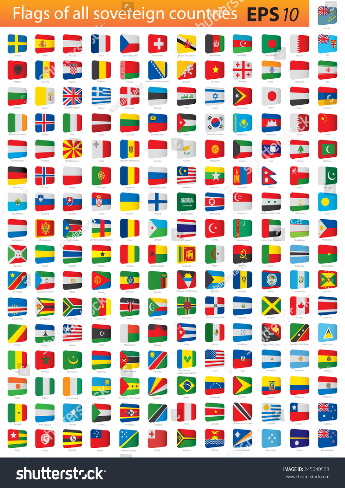 All Independent World Country Flags Stock Vector 245040538 Shutterstock