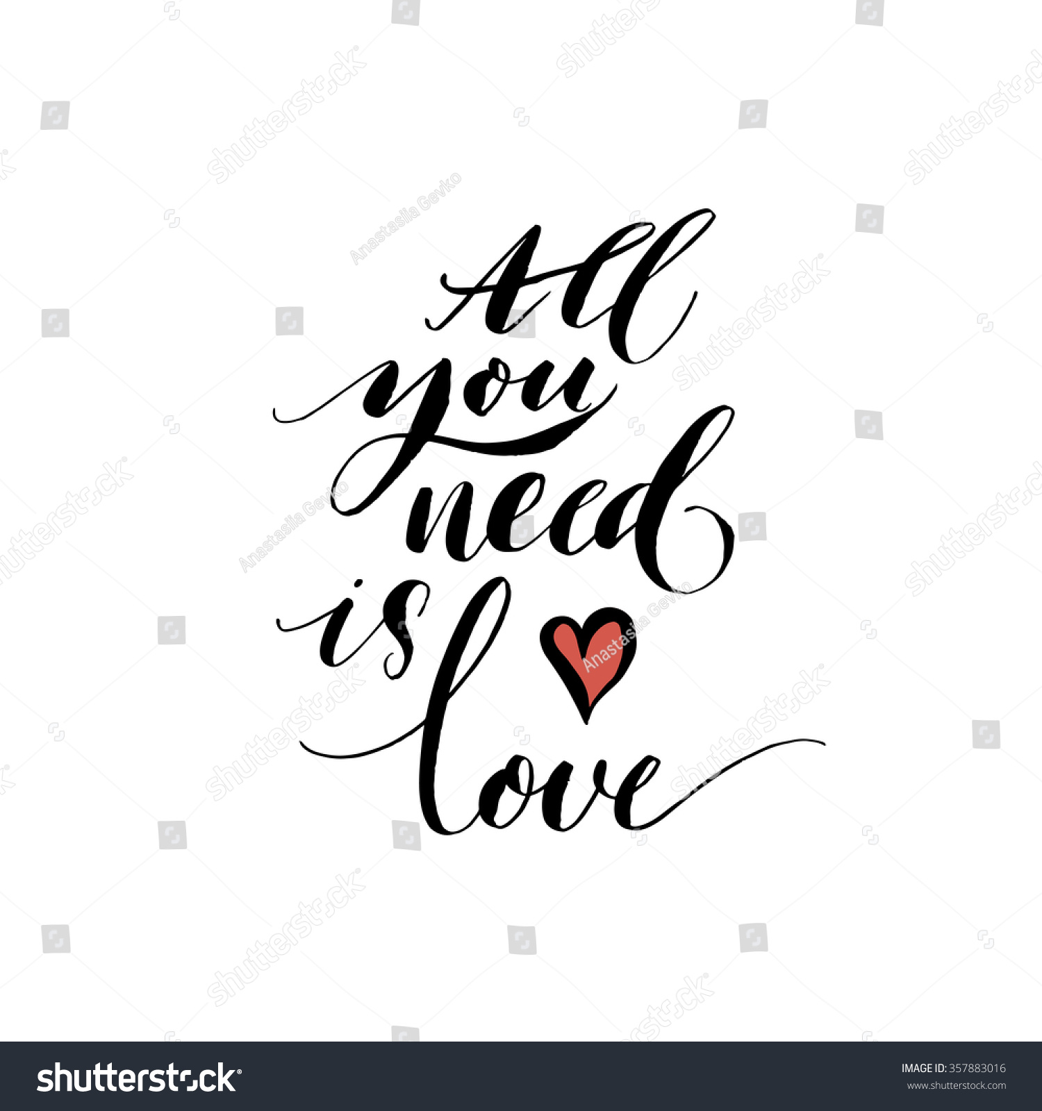 all-you-need-love-phrase-hand-stock-vector-357883016-shutterstock