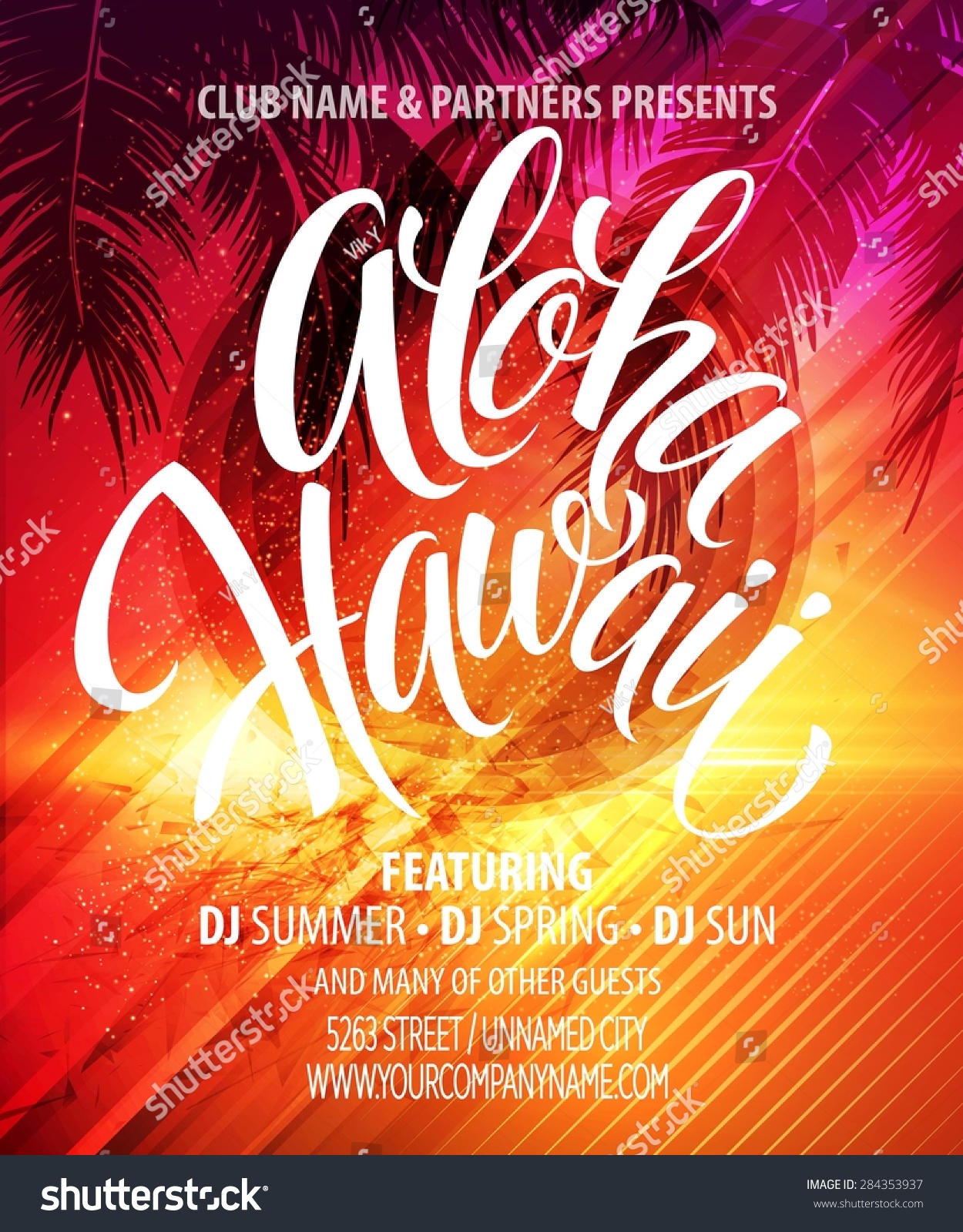 Aloha Hawaii Summer Beach Party Poster. Vector Illustration Eps 10 