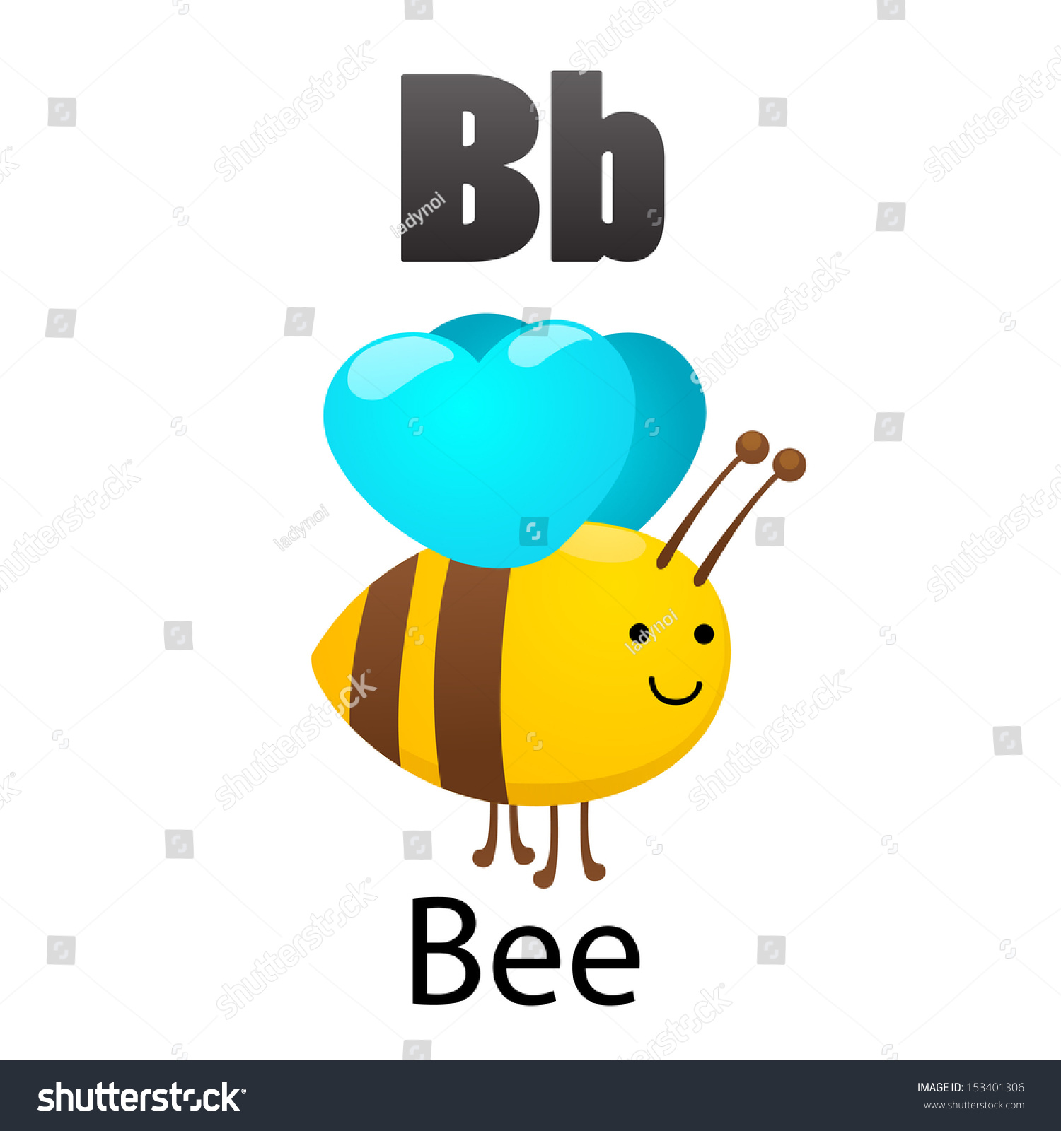 Alphabet B With Bee Stock Vector Illustration 153401306 : Shutterstock