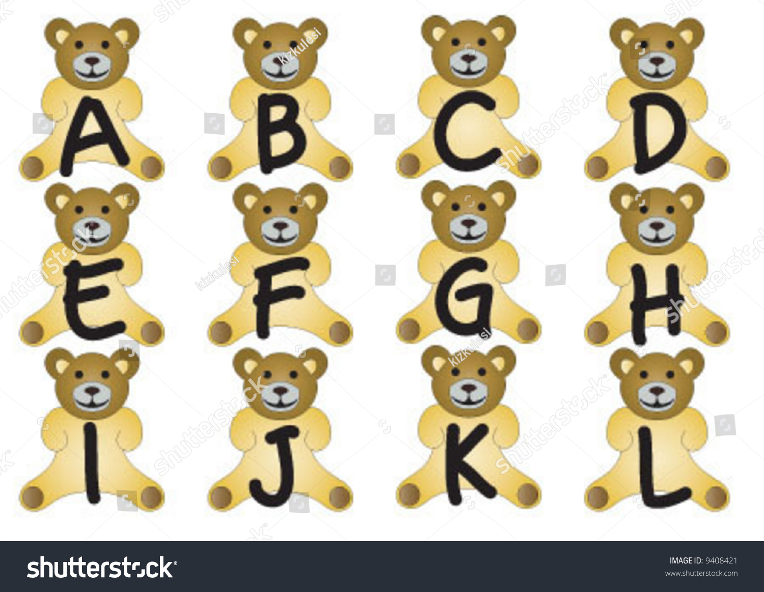Alphabet Bears Are Holding The Letters Stock Vector Illustration